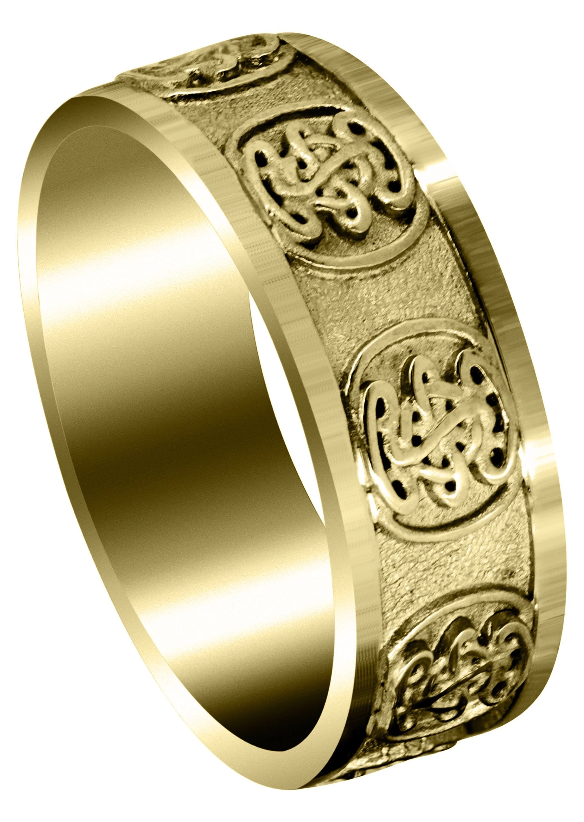 Yellow Gold Celtic Mens Wedding Band | High Polish Finish (Karter)