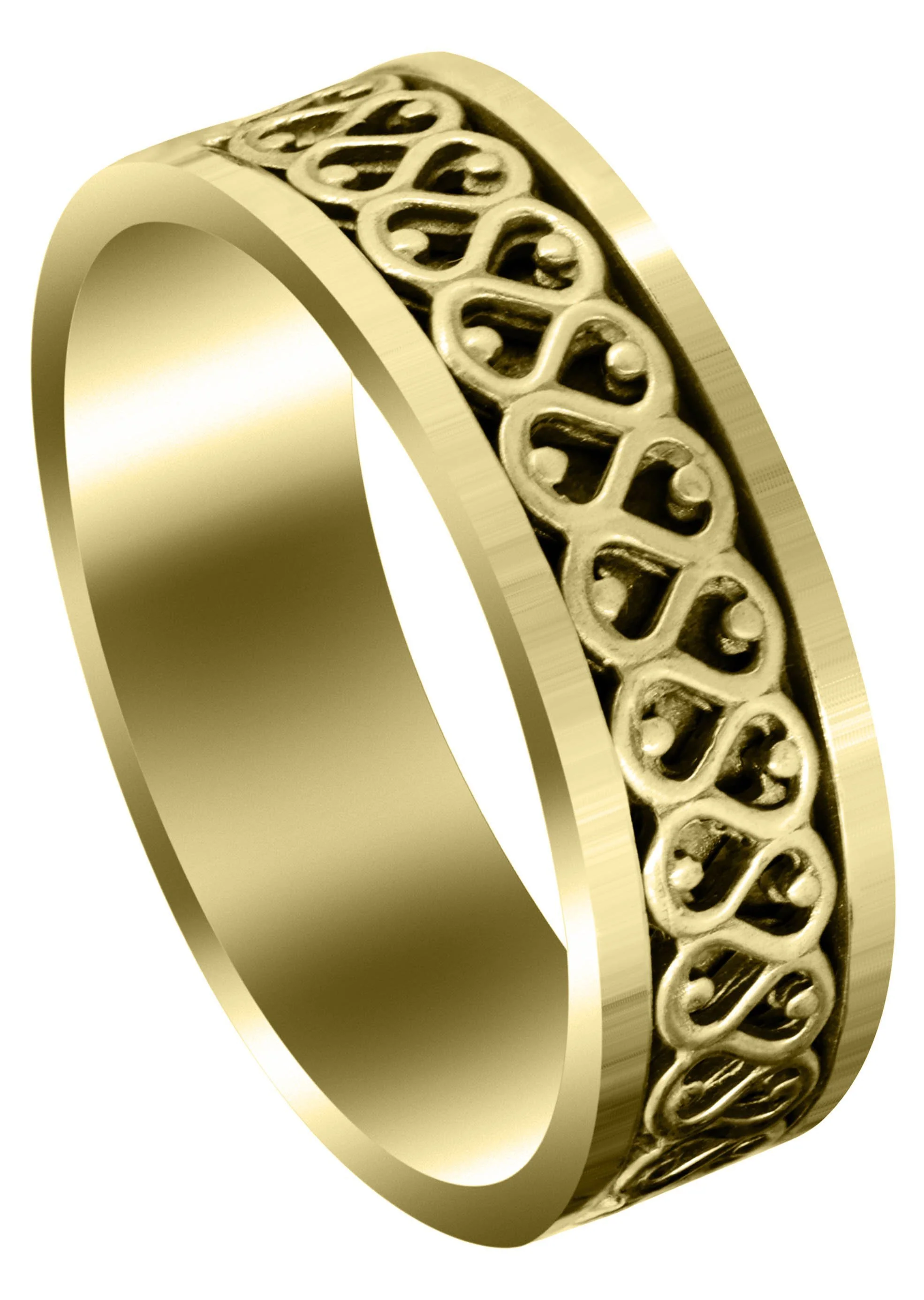Yellow Gold Celtic Mens Wedding Band | High Polish Finish (Silas)
