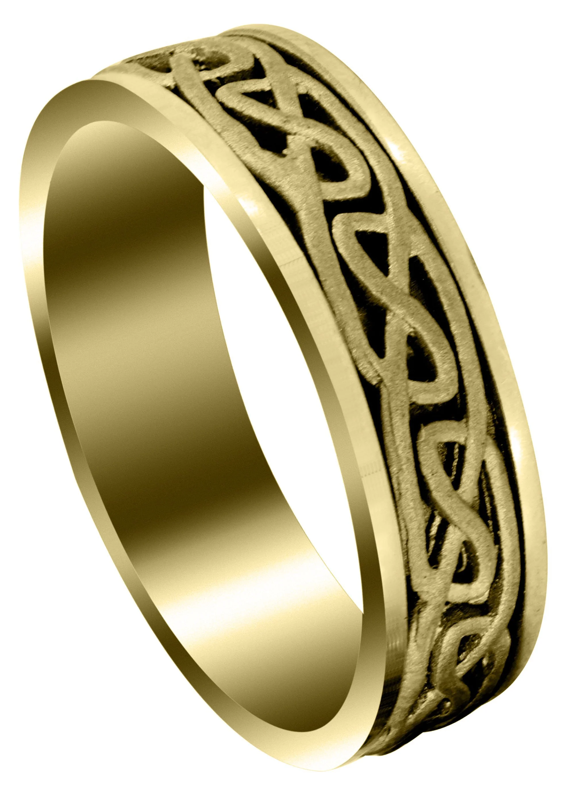 Yellow Gold Celtic Mens Wedding Band | Sand Blast Finish (Ian)