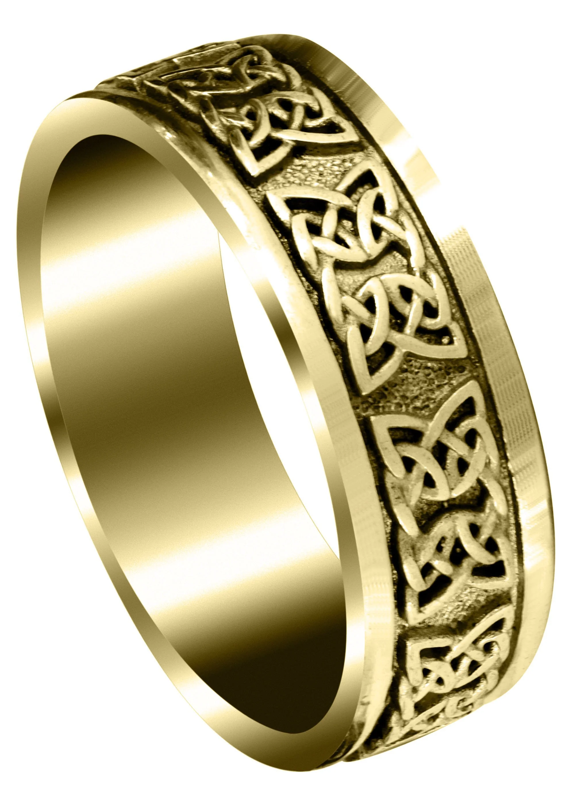 Yellow Gold Celtic Mens Wedding Band | Sand Blast / High Polish Finish (Kaden)