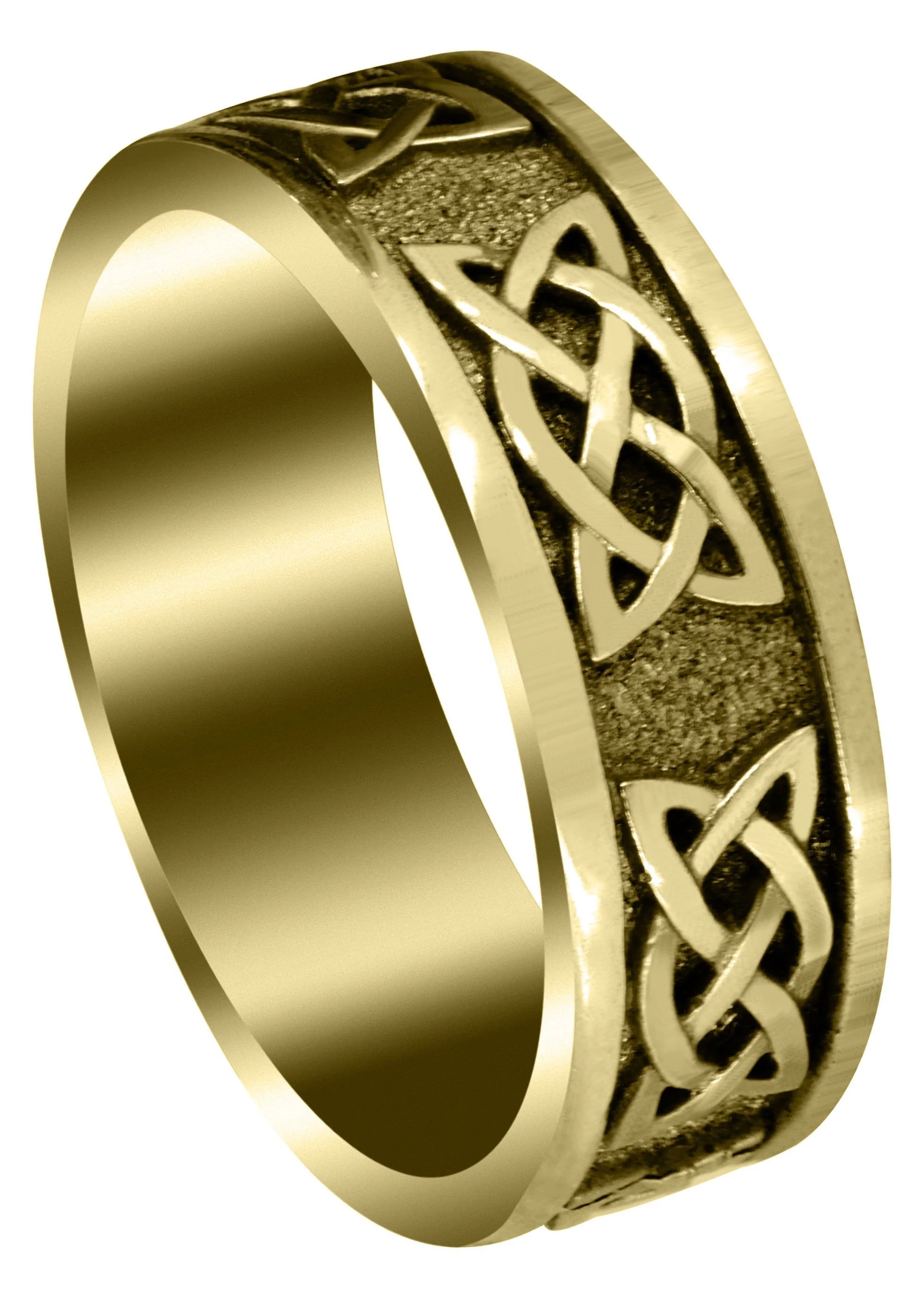 Yellow Gold Celtic Mens Wedding Band | Sand Blast / High Polish Finish (Jesse)