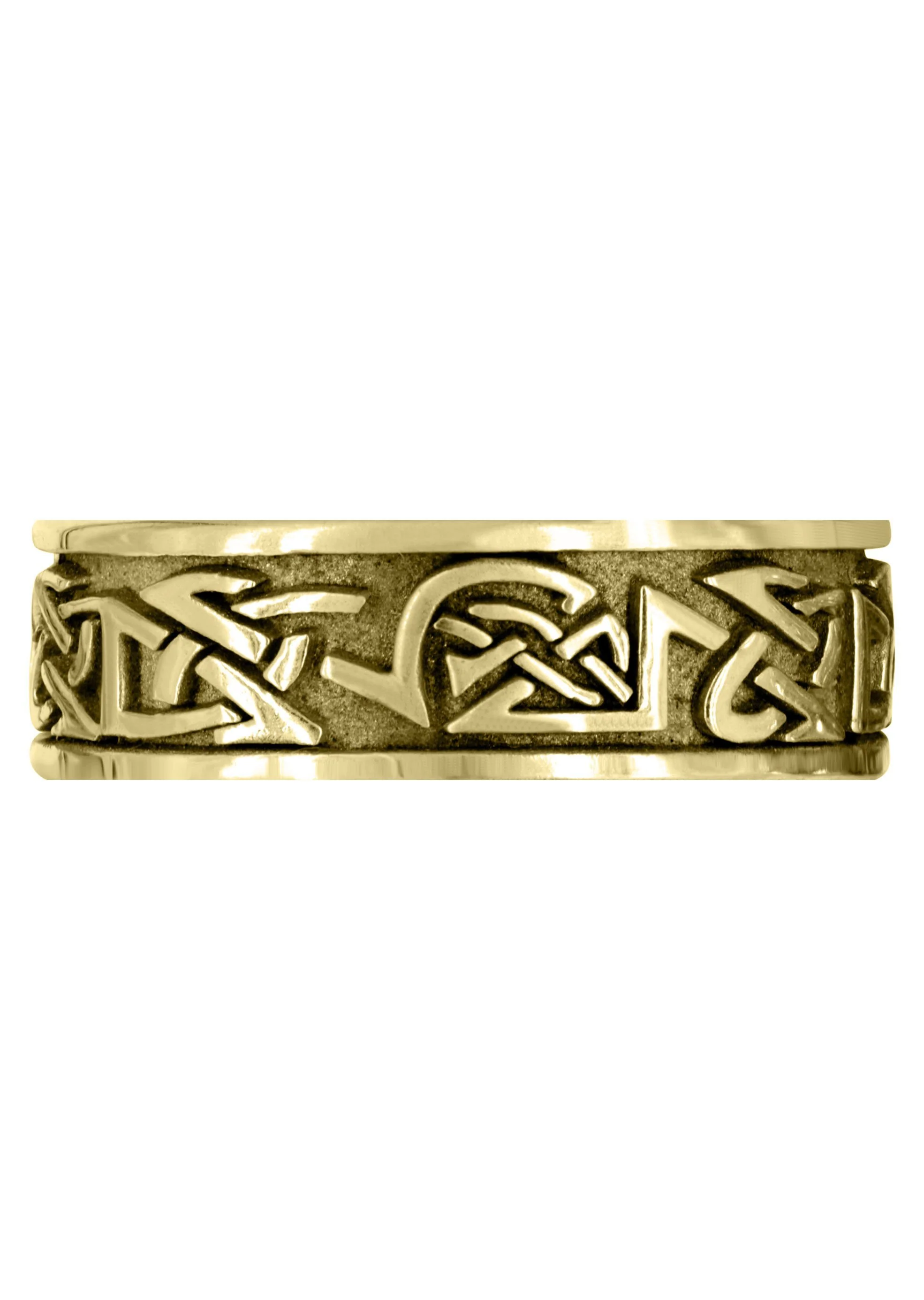 Yellow Gold Celtic Mens Wedding Band | Sand Blast / High Polish Finish (Graham) - Image 2