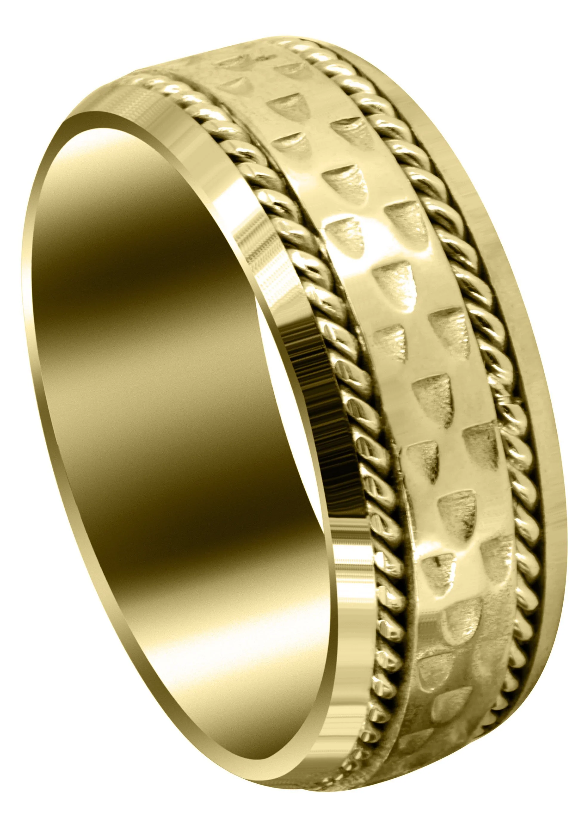 Yellow Gold Celtic Mens Wedding Band | Sand Blast / High Polish Finish (Edward)