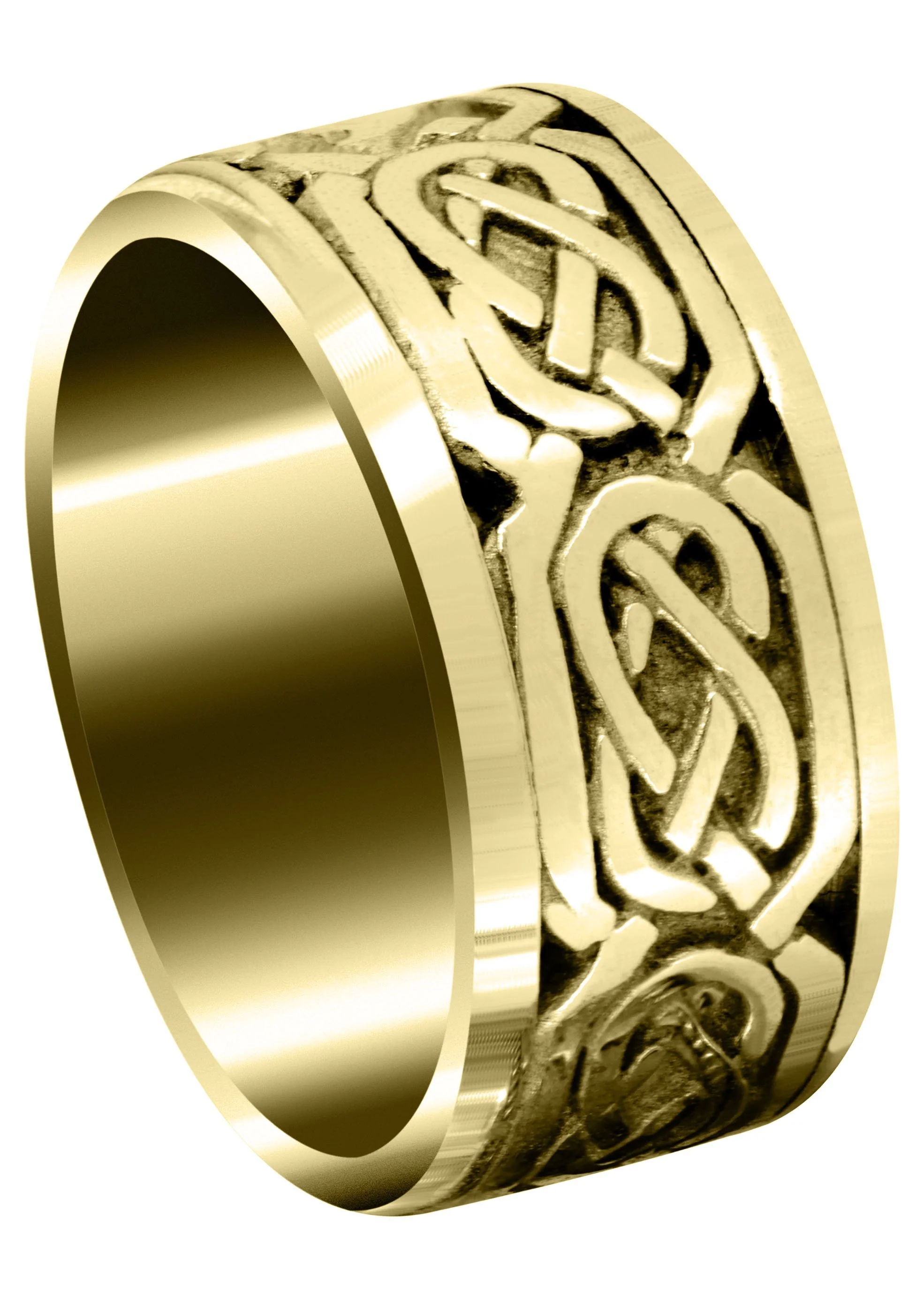 Yellow Gold Celtic Mens Wedding Band | Sand Blast / High Polish Finish (Emmett)