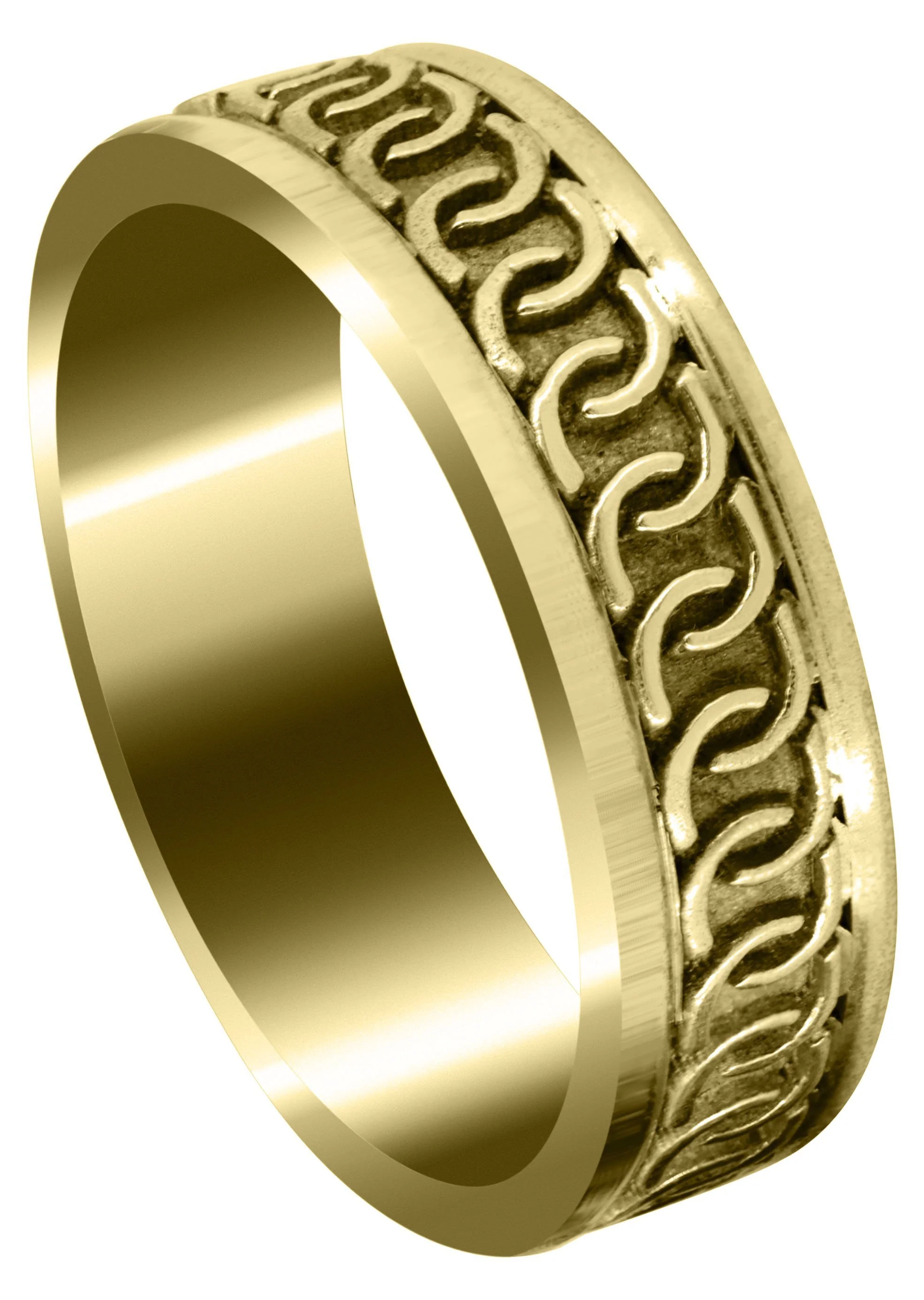 Yellow Gold Celtic Mens Wedding Band | Sand Blast / High Polish Finish (Eric)
