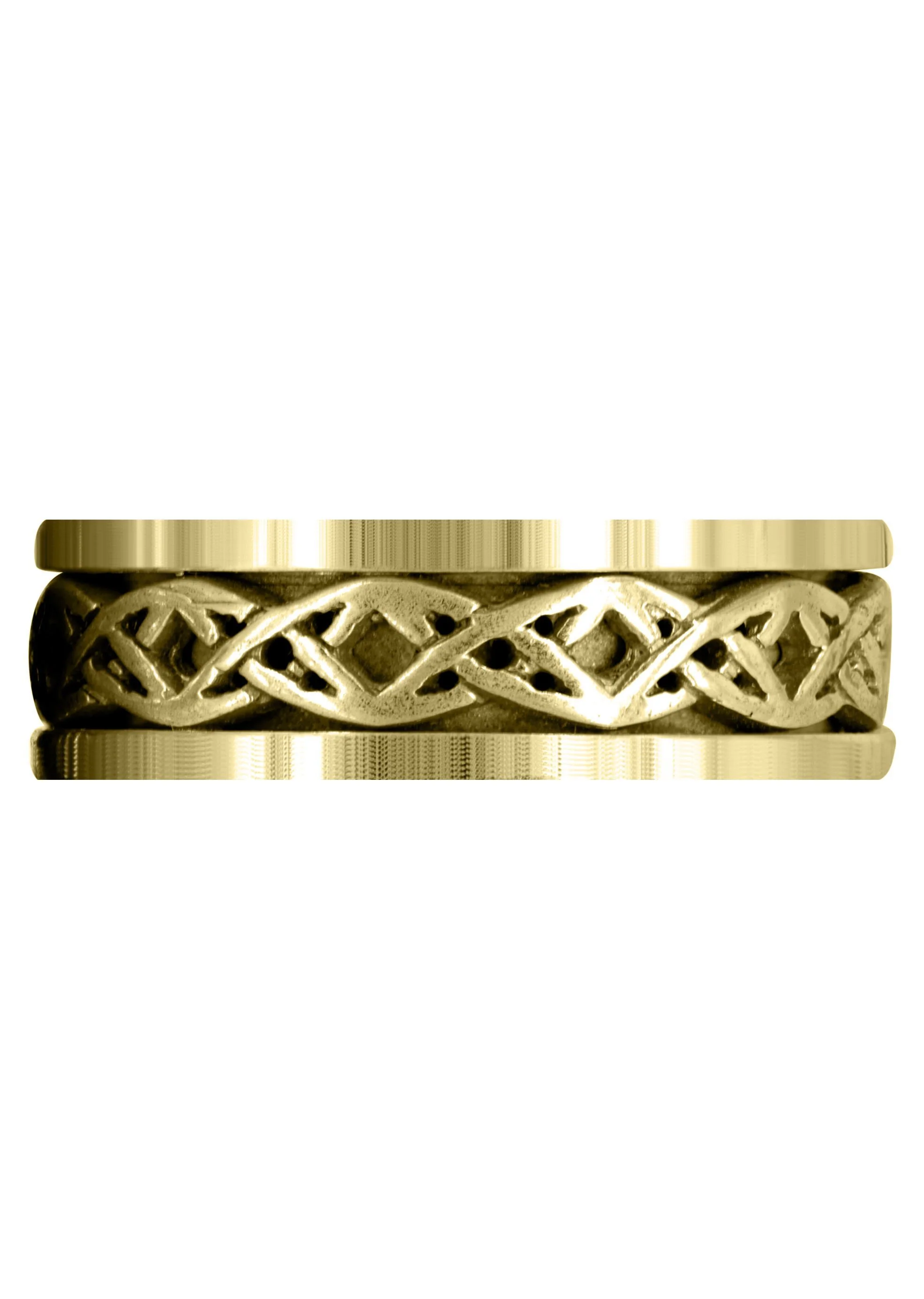 Yellow Gold Celtic Mens Wedding Band | Sand Blast / High Polish Finish (Derek) - Image 2