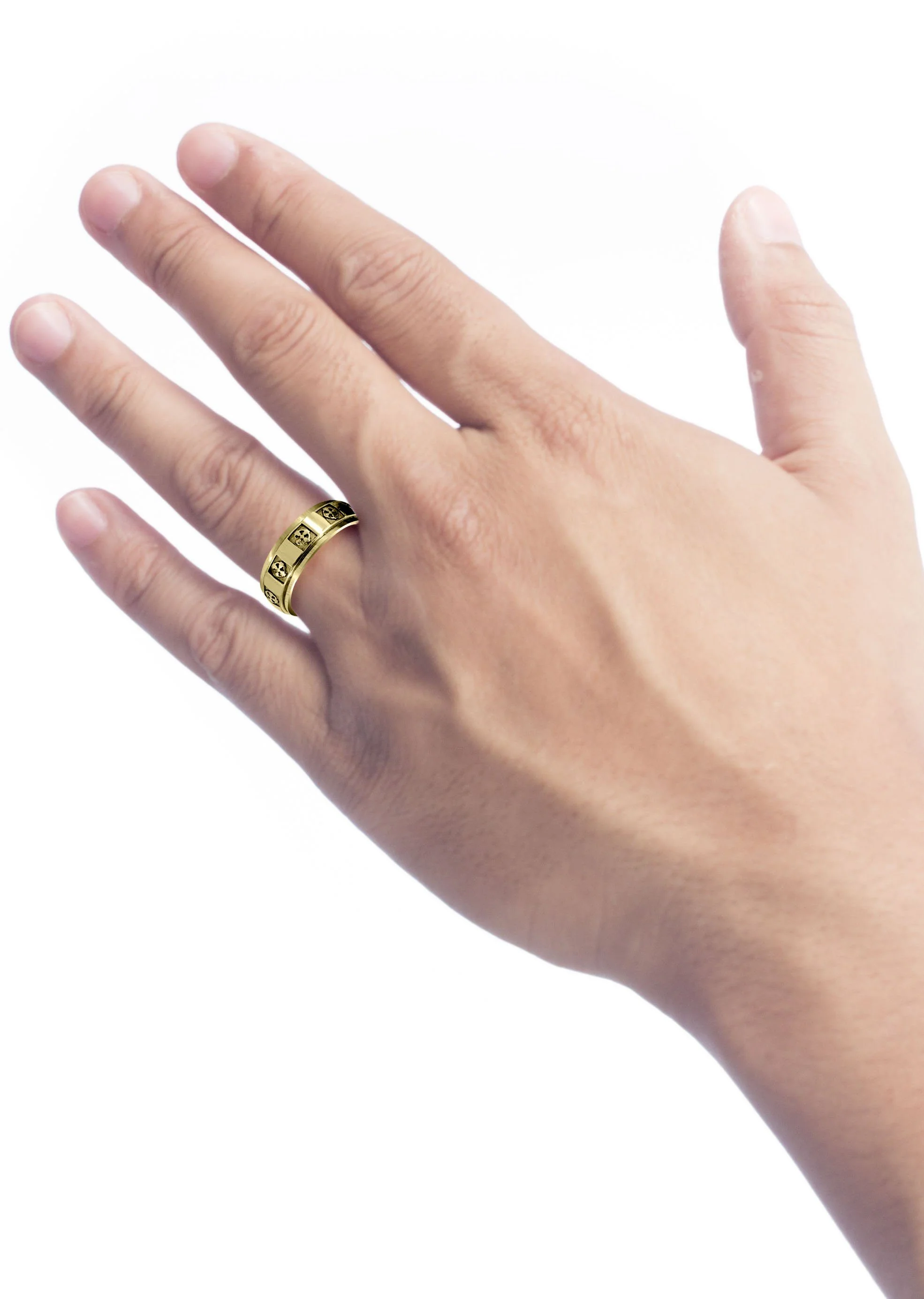Yellow Gold Celtic Mens Wedding Band | Sand Blast / High Polish Finish (Nicolas) - Image 4