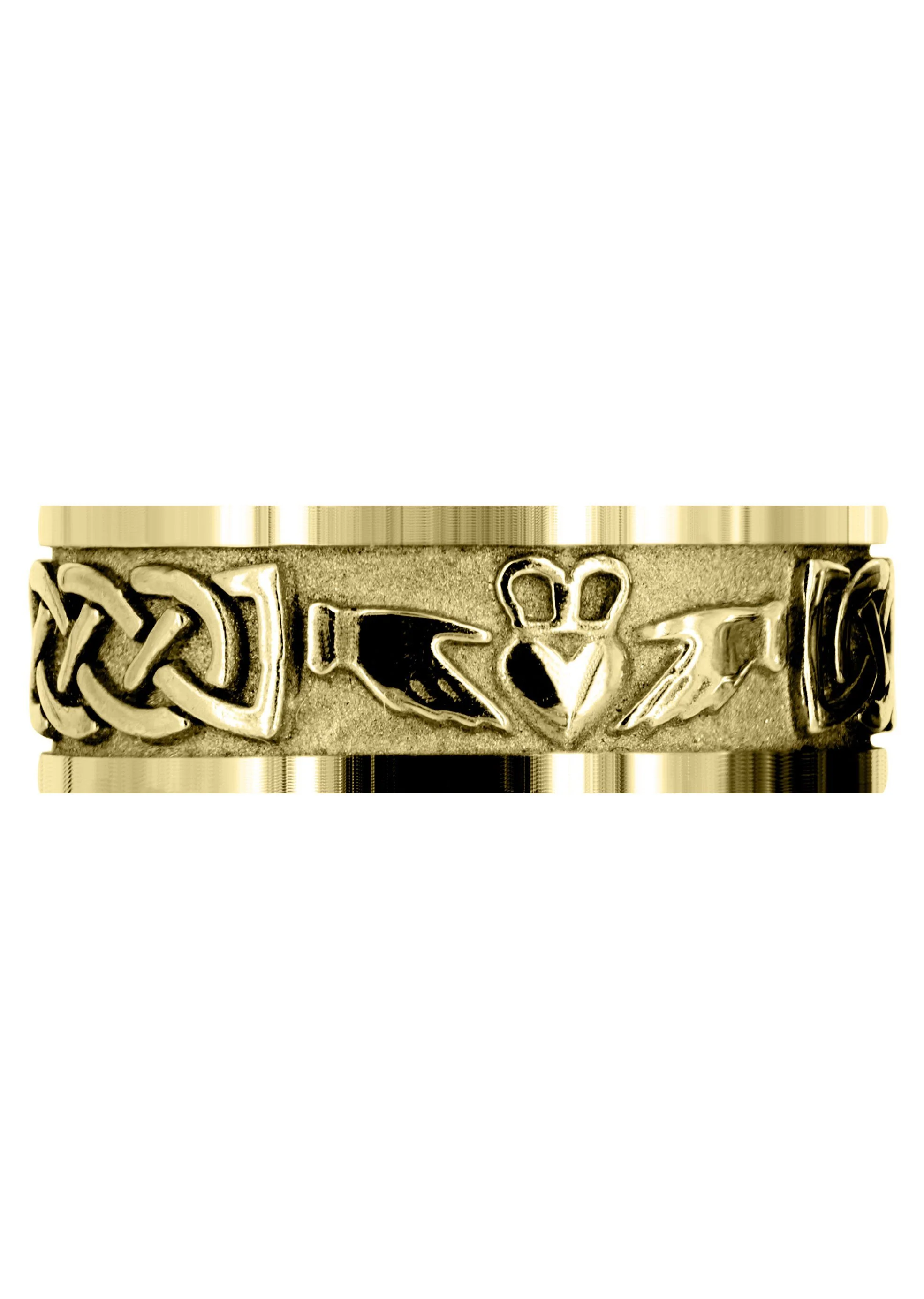 Yellow Gold Celtic Mens Wedding Band | Satin / High Polish Finish (Oscar) - Image 2