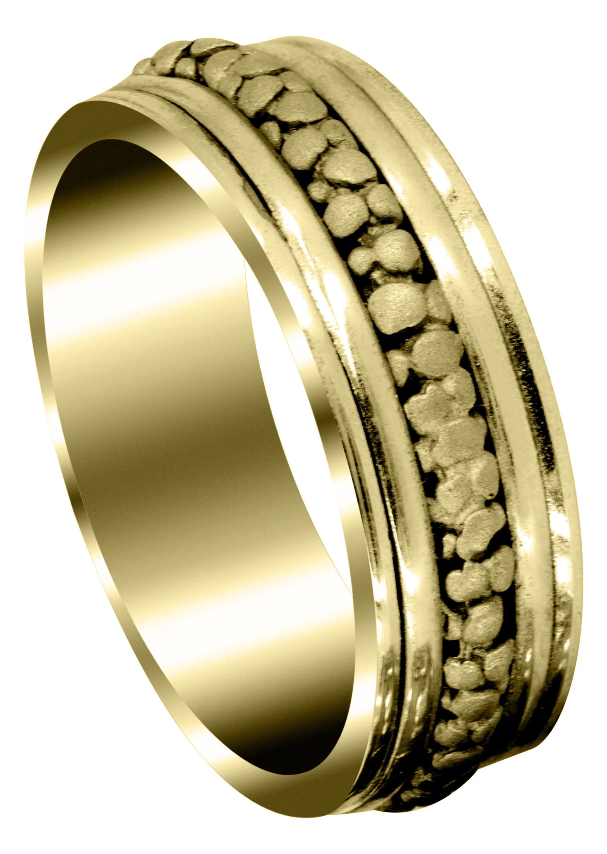 Yellow Gold Contemporary Unique Mens Wedding Band| Sand Blast Finish (Kenneth)