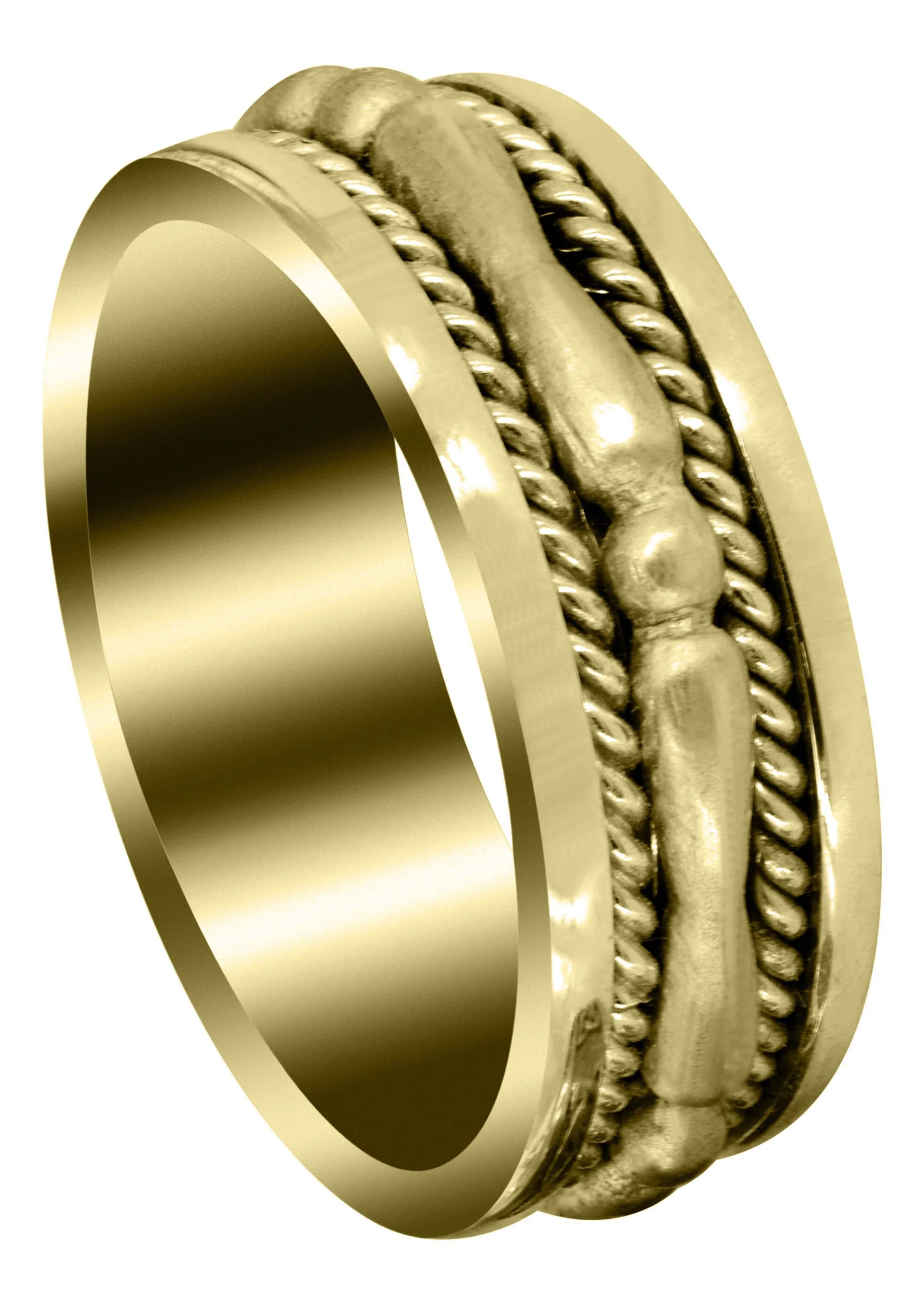 Yellow Gold Contemporary Mens Wedding Band | Sand Blast Finish (Knox)