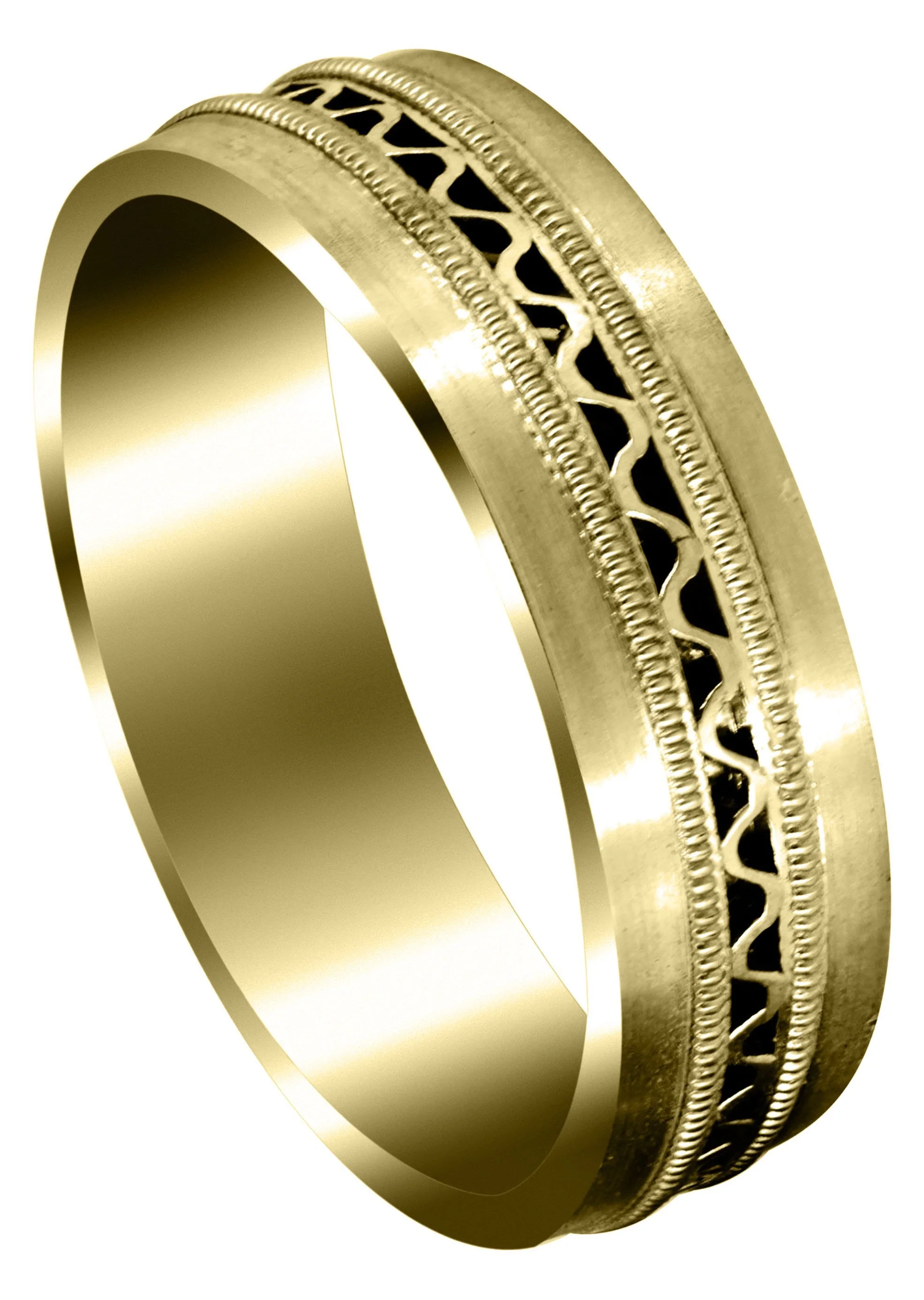 Yellow Gold Contemporary Mens Wedding Band | Satin Finish (Riley)