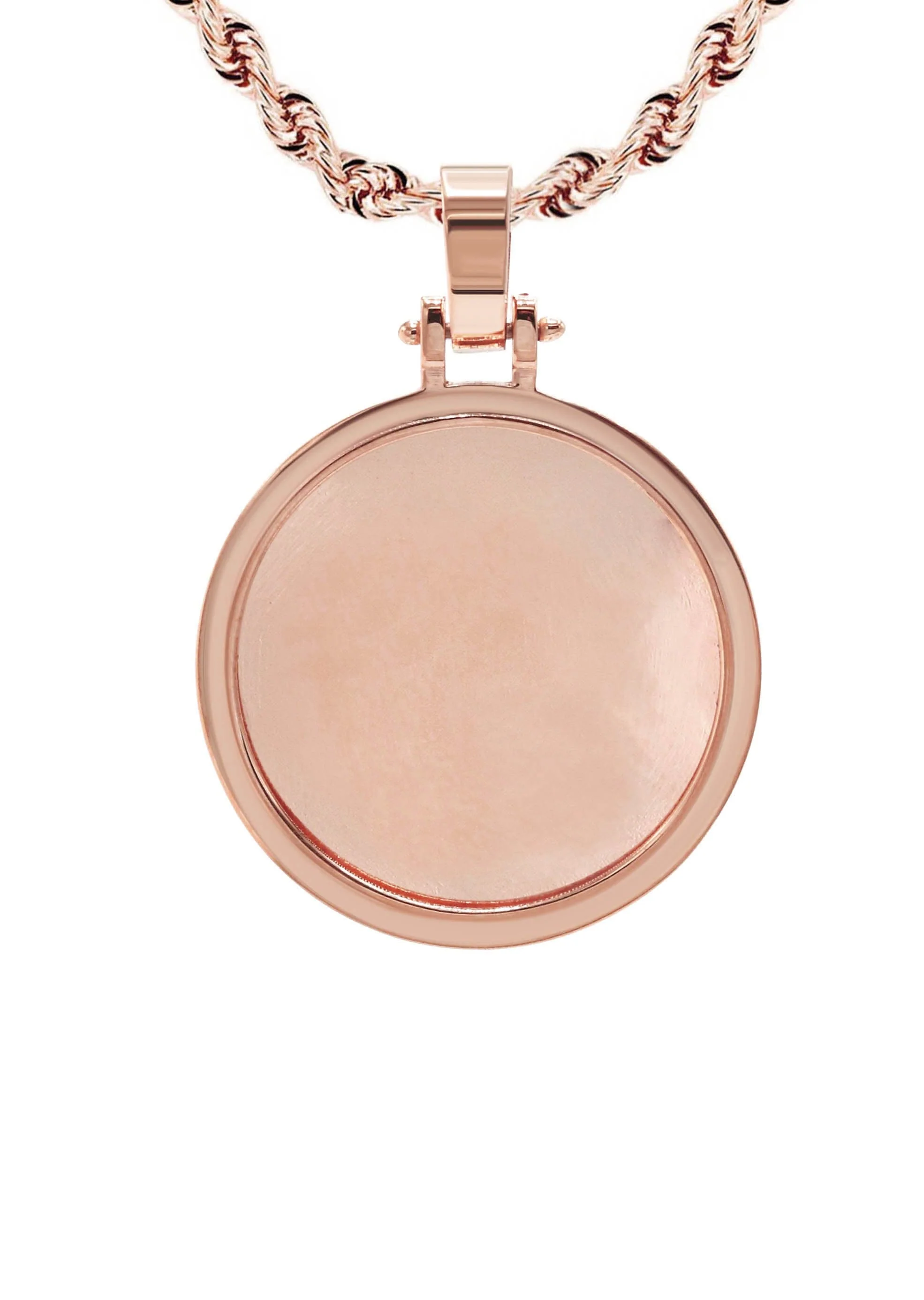 10K/14K Rose Gold Large Round Picture Pendant Necklace - Image 2