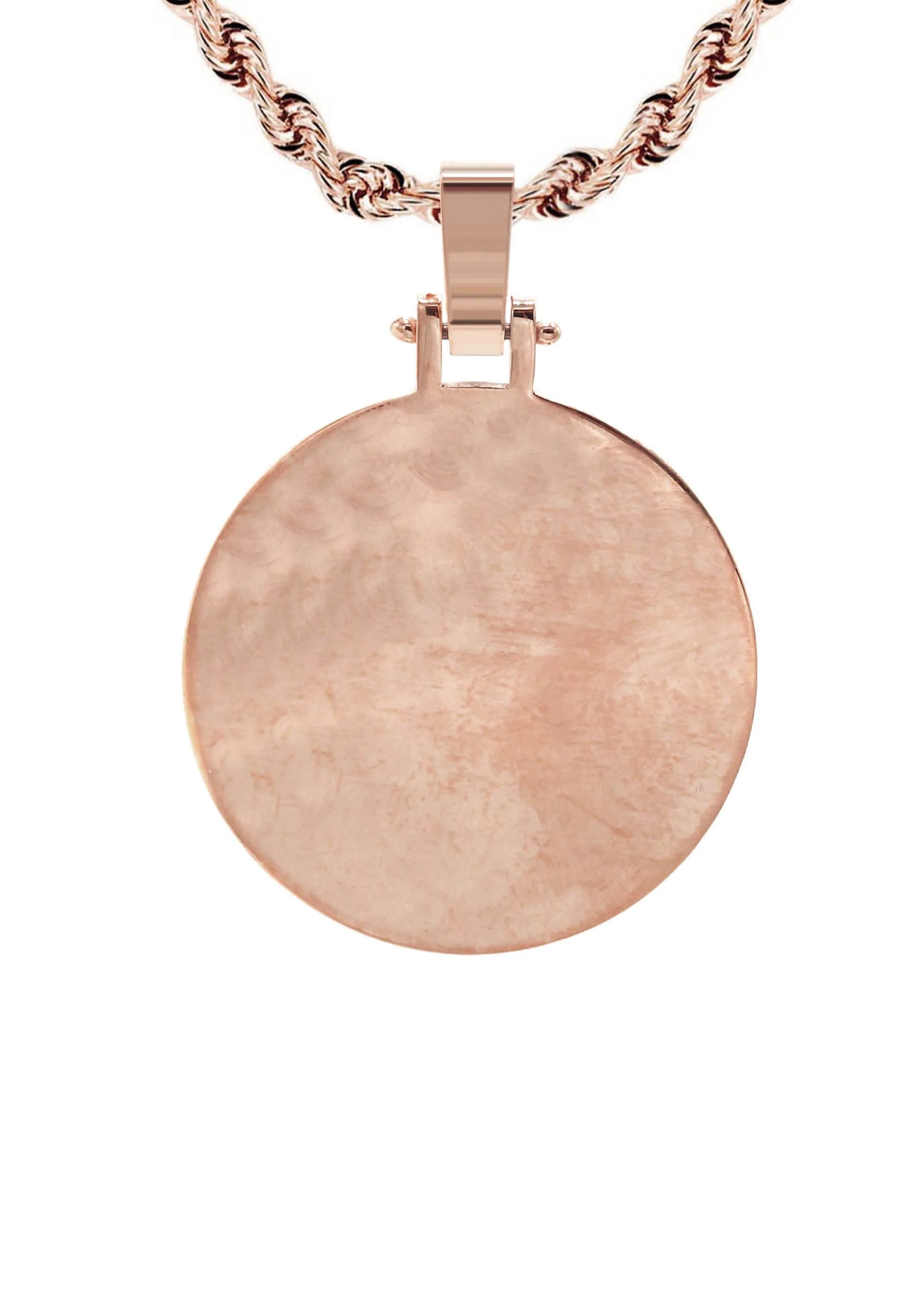 10K/14K Rose Gold Large Round Picture Pendant Necklace - Image 3