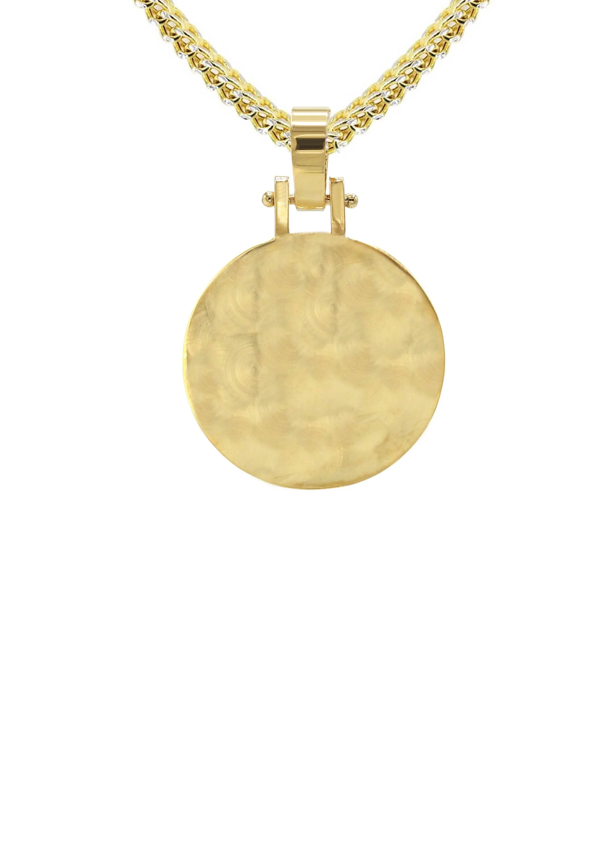 10K/14K Yellow Gold Small Round Picture Pendant Necklace - Image 3