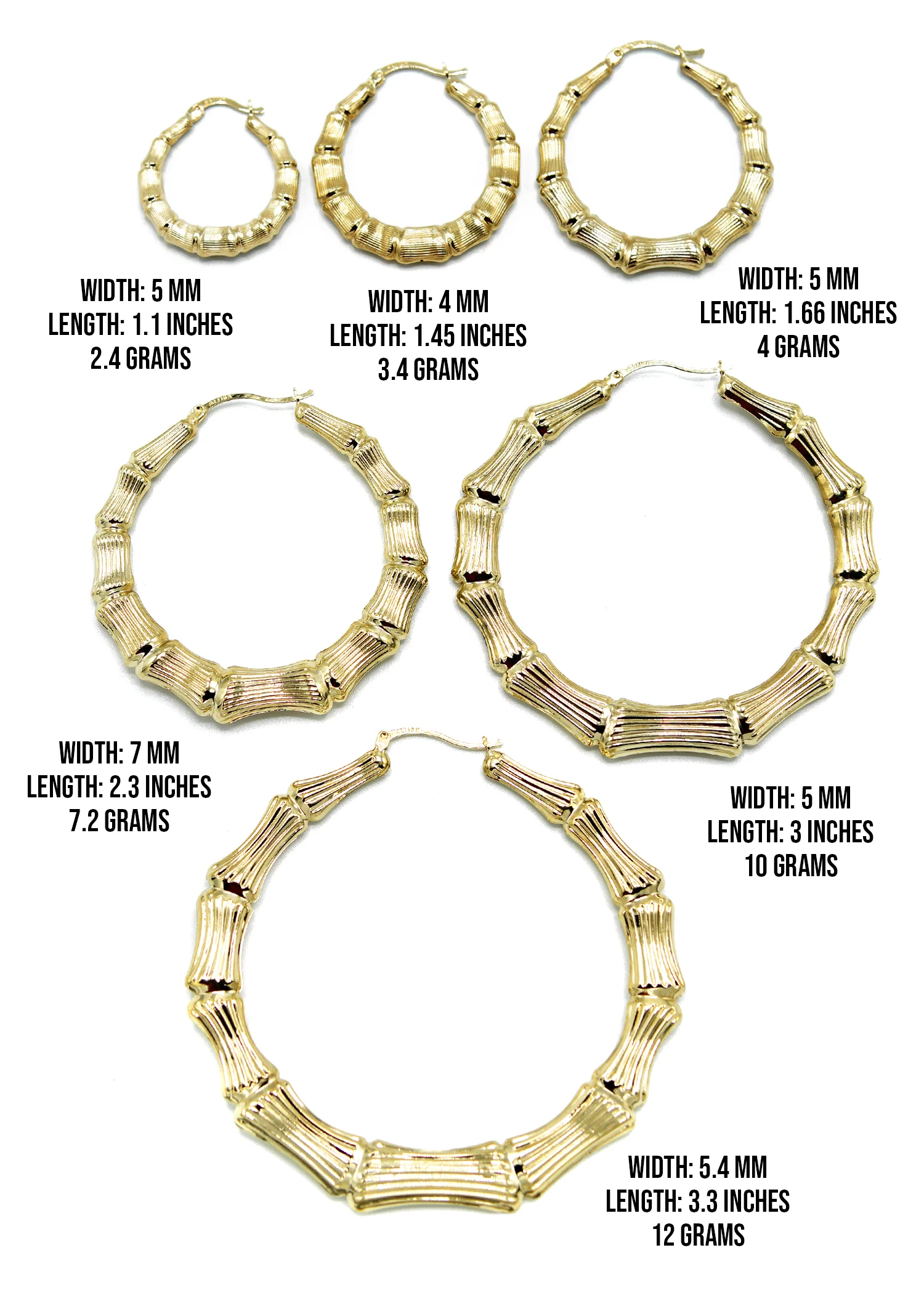 10K Womens Gold Hoop Earrings | Customizable Size - Image 2