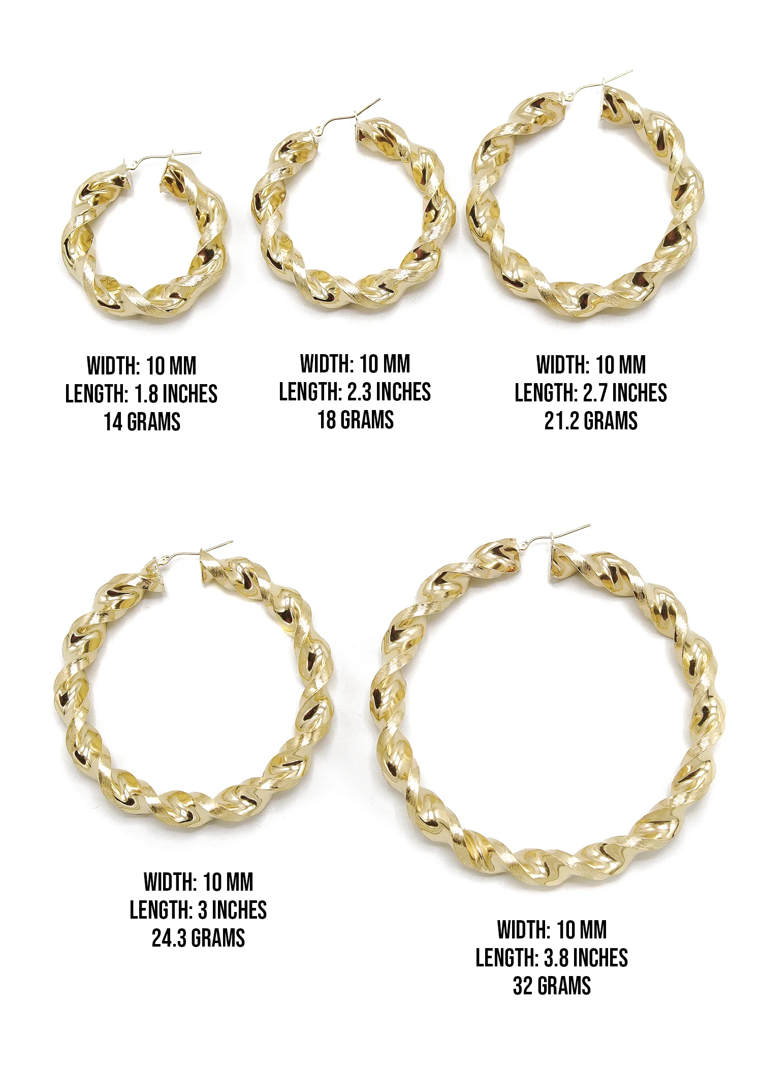10K Womens Gold Hoop Earrings | Customizable Size - Image 2