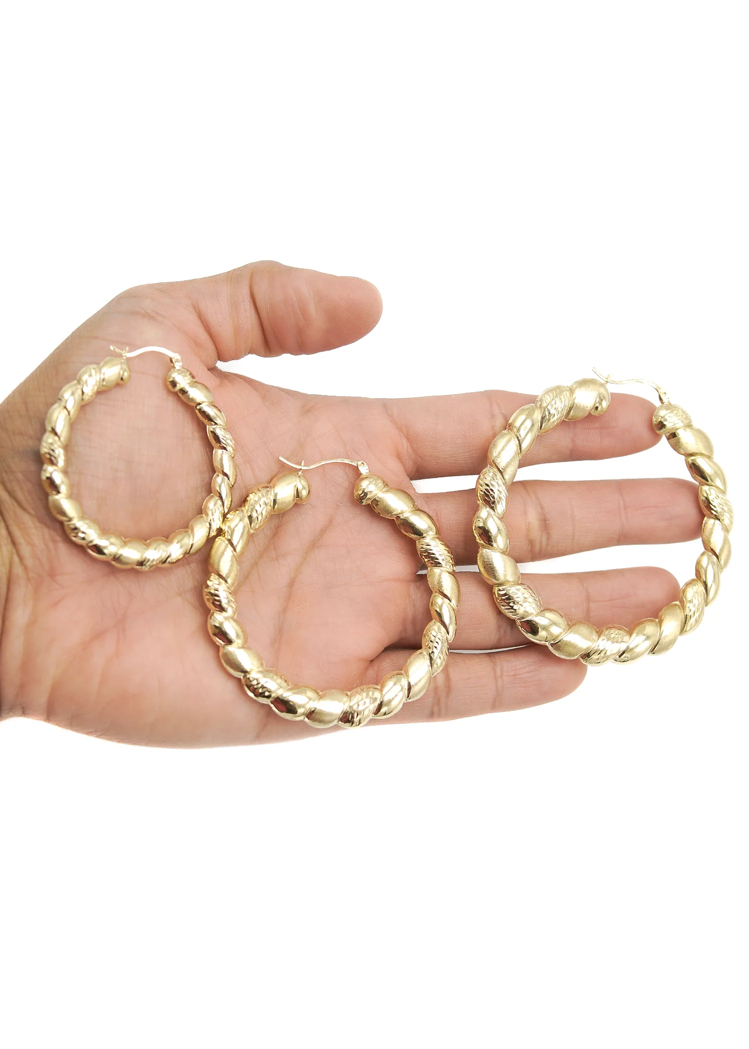 10K Womens Gold Hoop Earrings | Customizable Size - Image 2