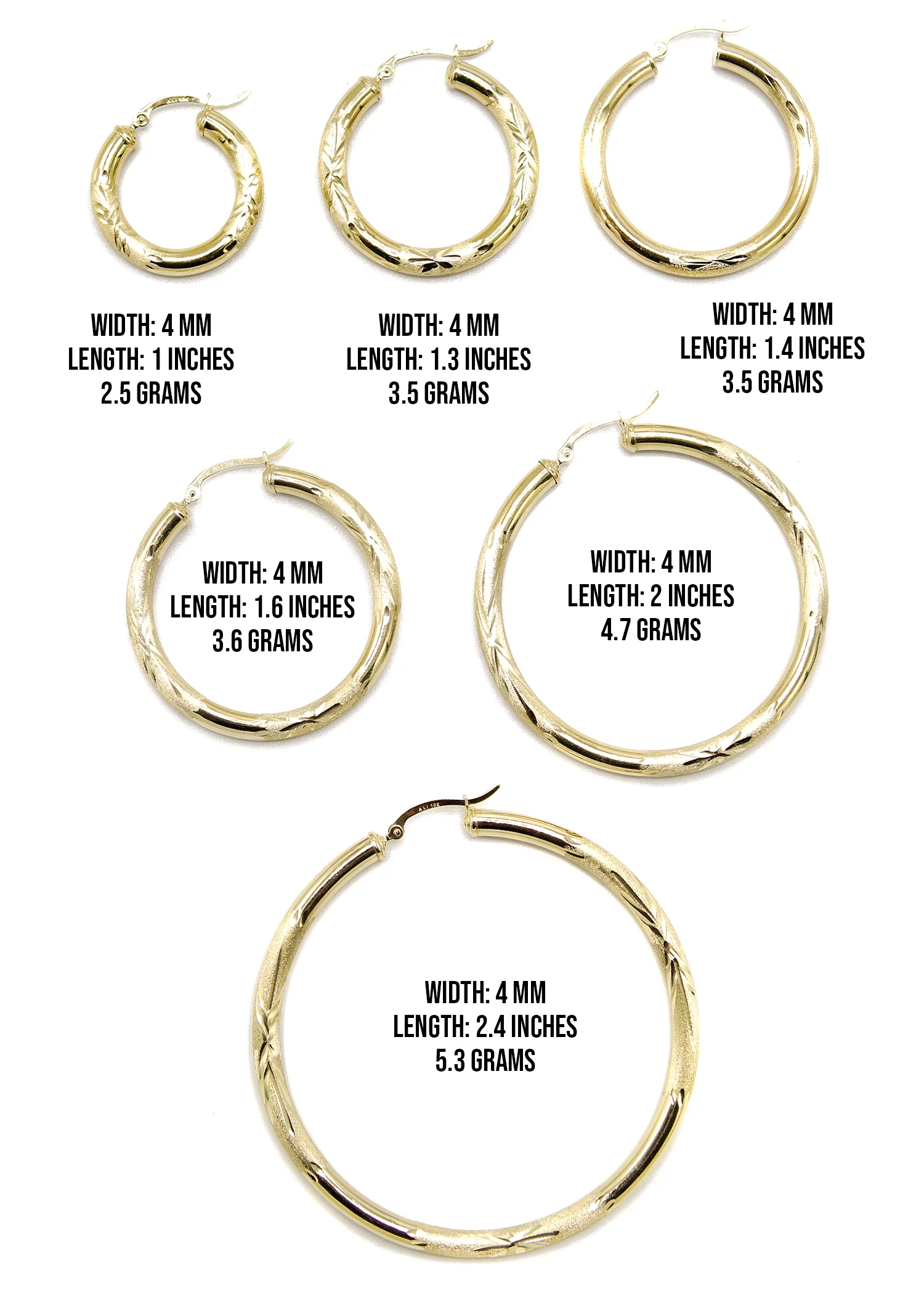 10K Womens Gold Hoop Earrings | Customizable Size - Image 3