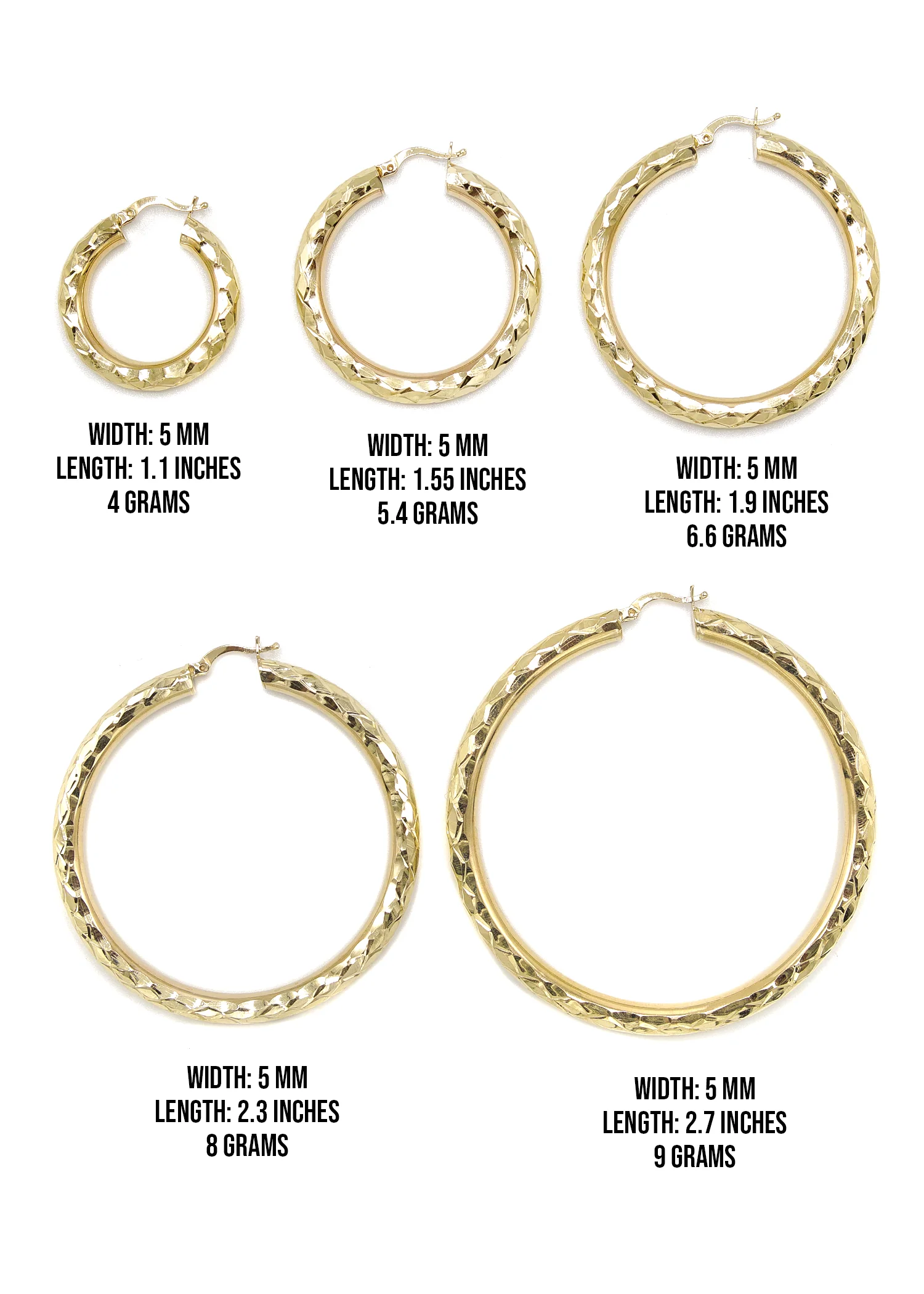 10K Womens Gold Hoop Earrings | Customizable Size - Image 3