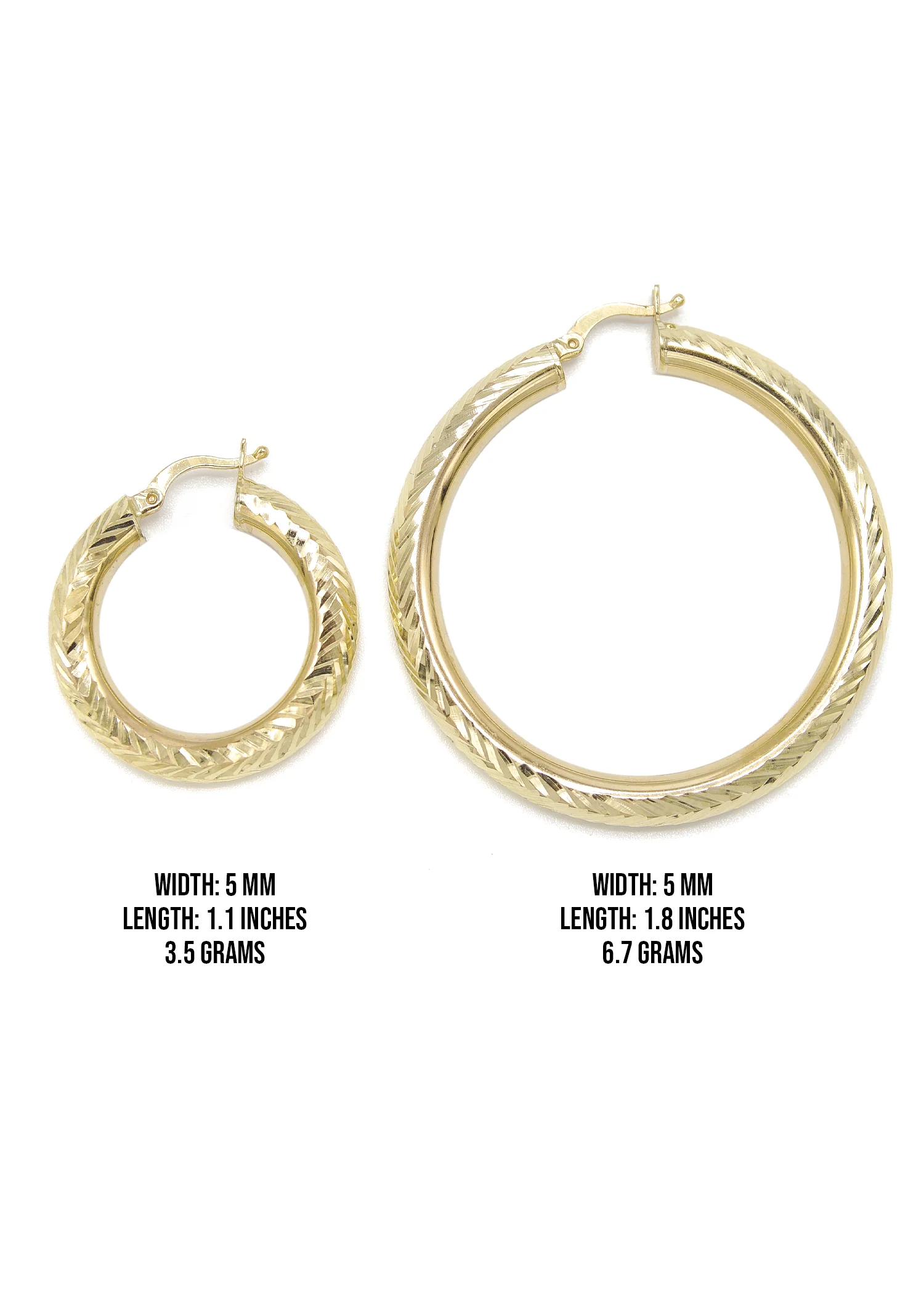 10K Womens Gold Hoop Earrings | Customizable Size - Image 3