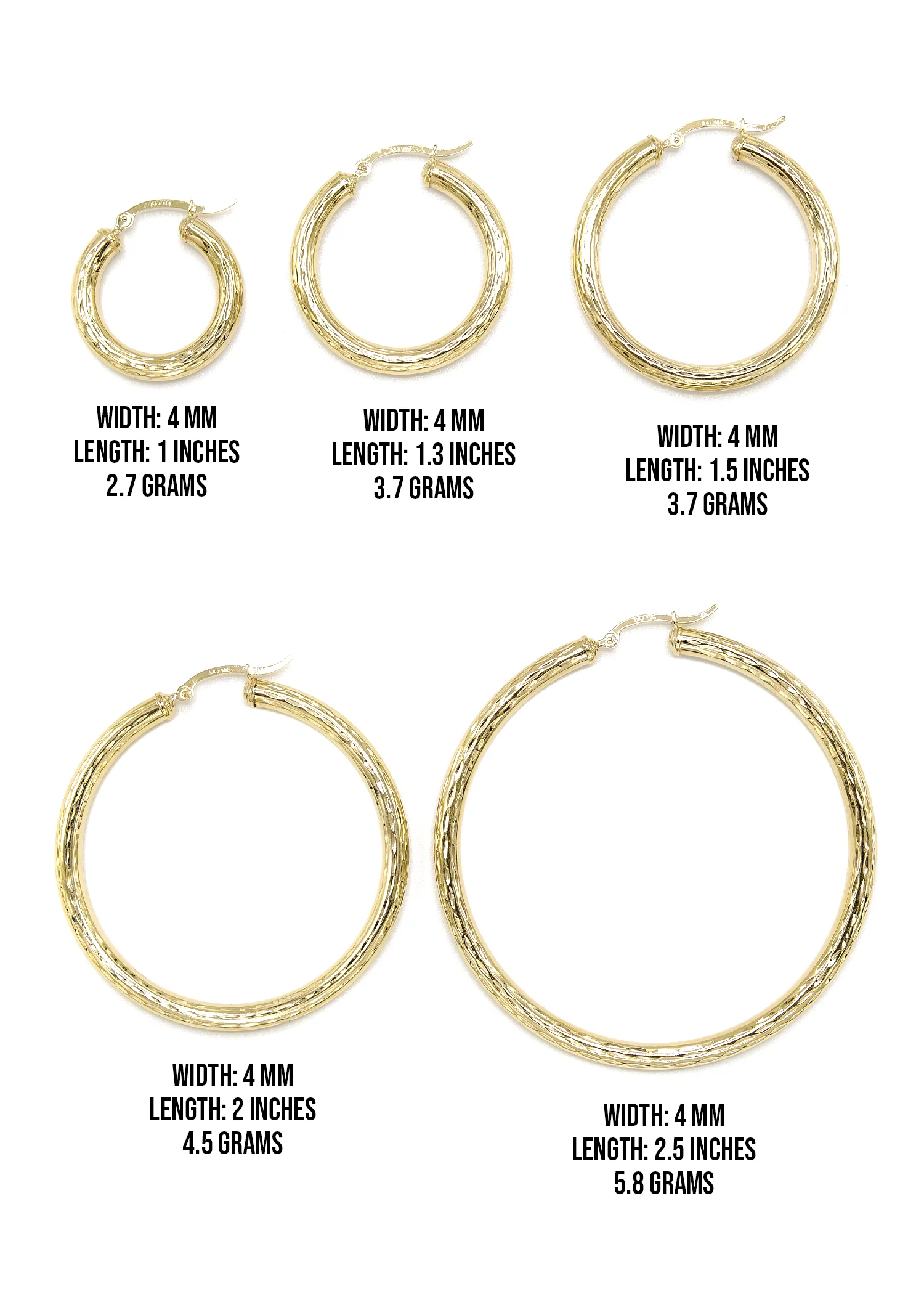10K Womens Gold Hoop Earrings | Customizable Size - Image 3