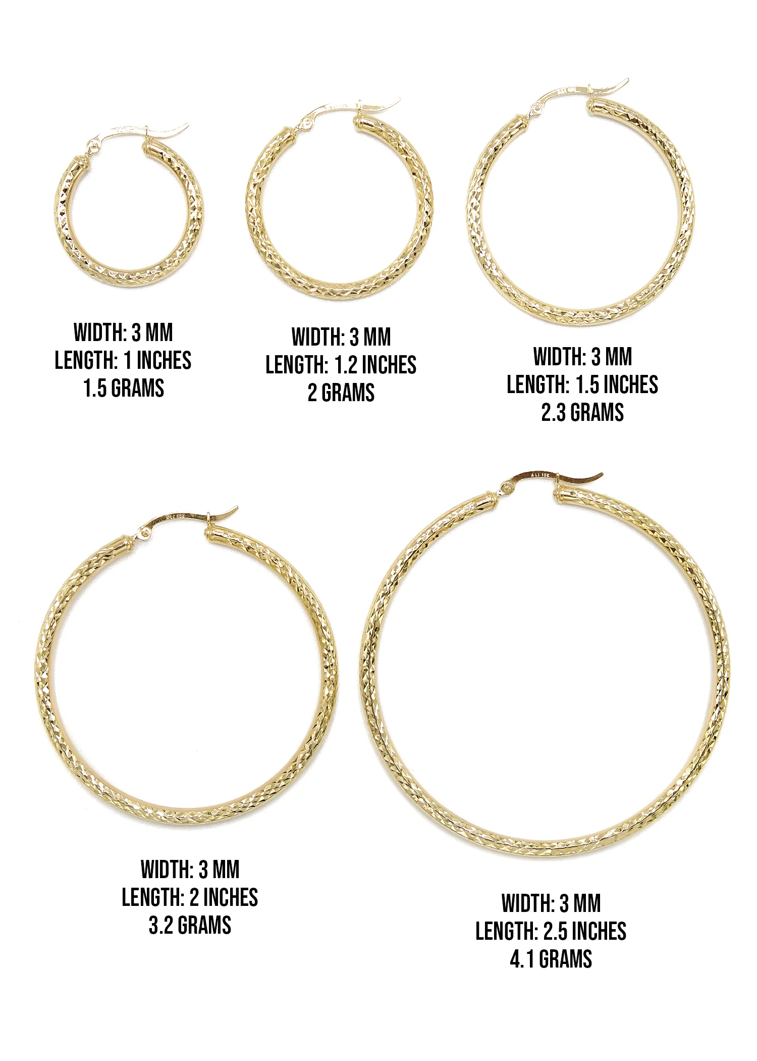 10K Womens Gold Hoop Earrings | Customizable Size - Image 3