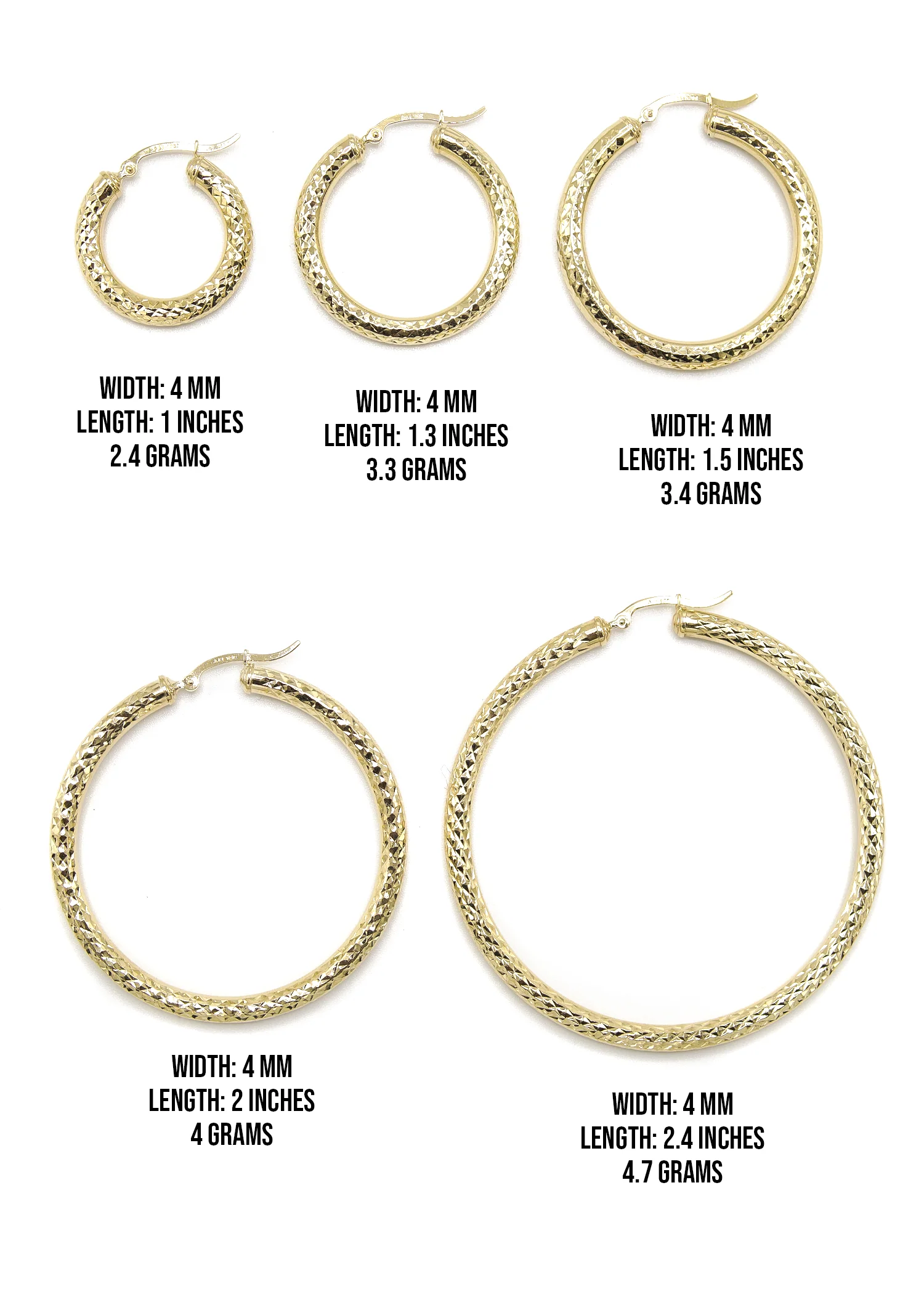 10K Womens Gold Hoop Earrings | Customizable Size - Image 3