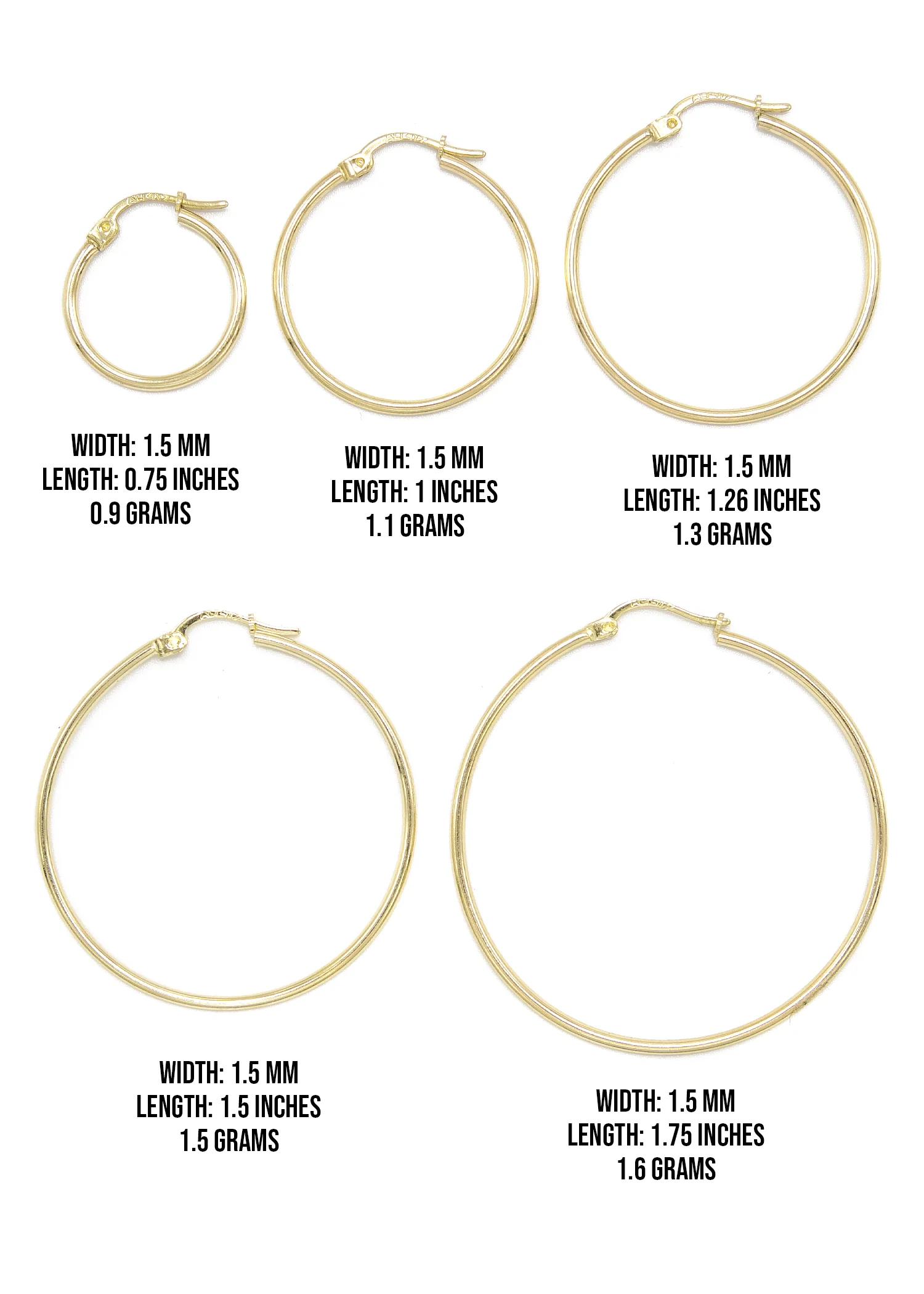 10K Womens Gold Hoop Earrings | Customizable Size - Image 3