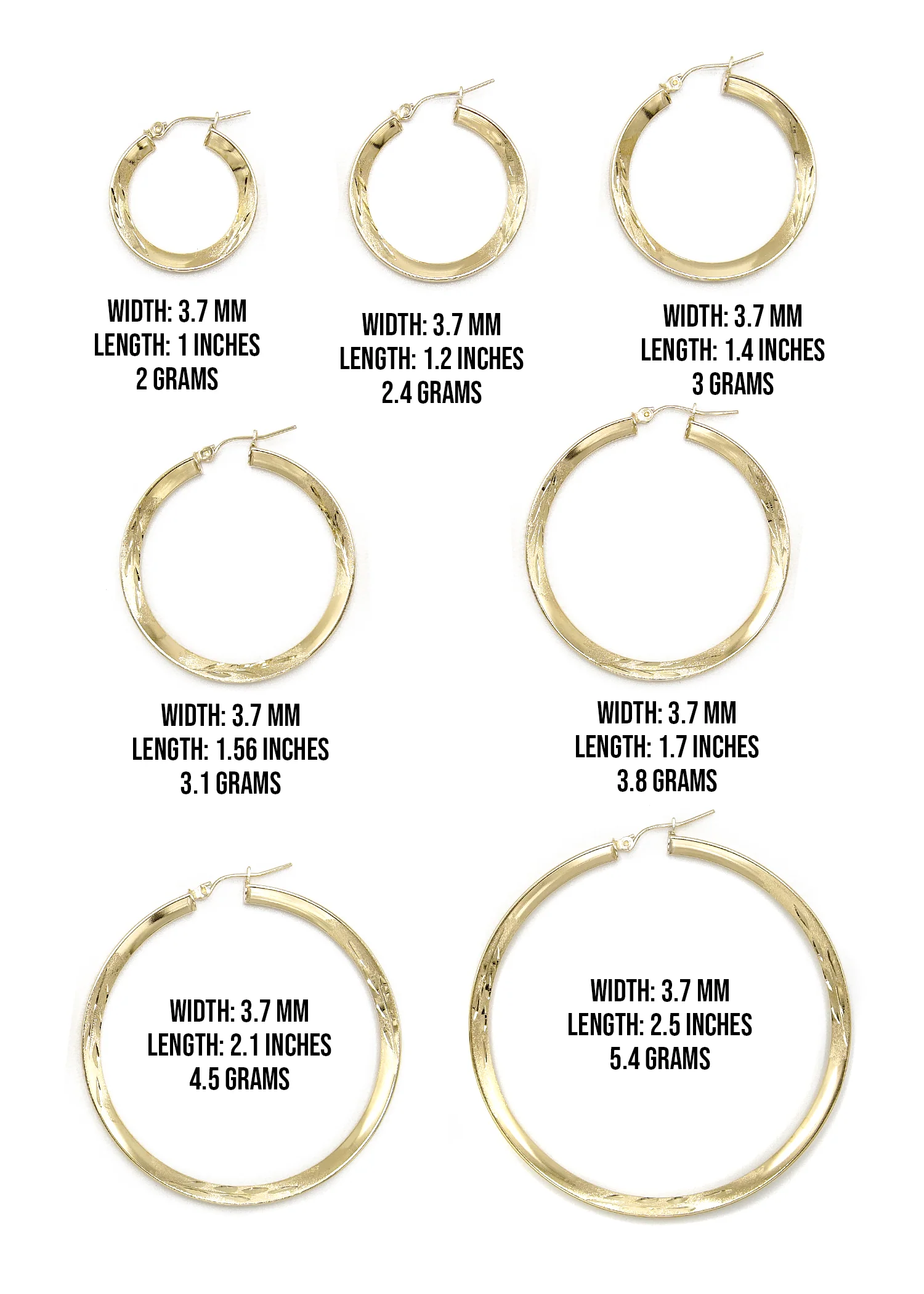 10K Womens Gold Hoop Earrings | Customizable Size - Image 3