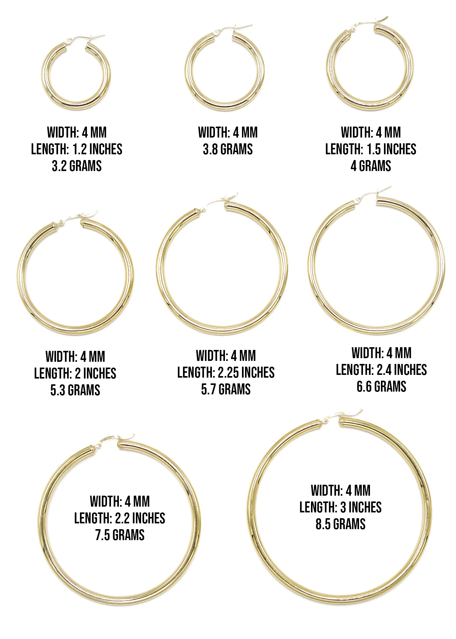 10K Womens Gold Hoop Earrings | Customizable Size - Image 3