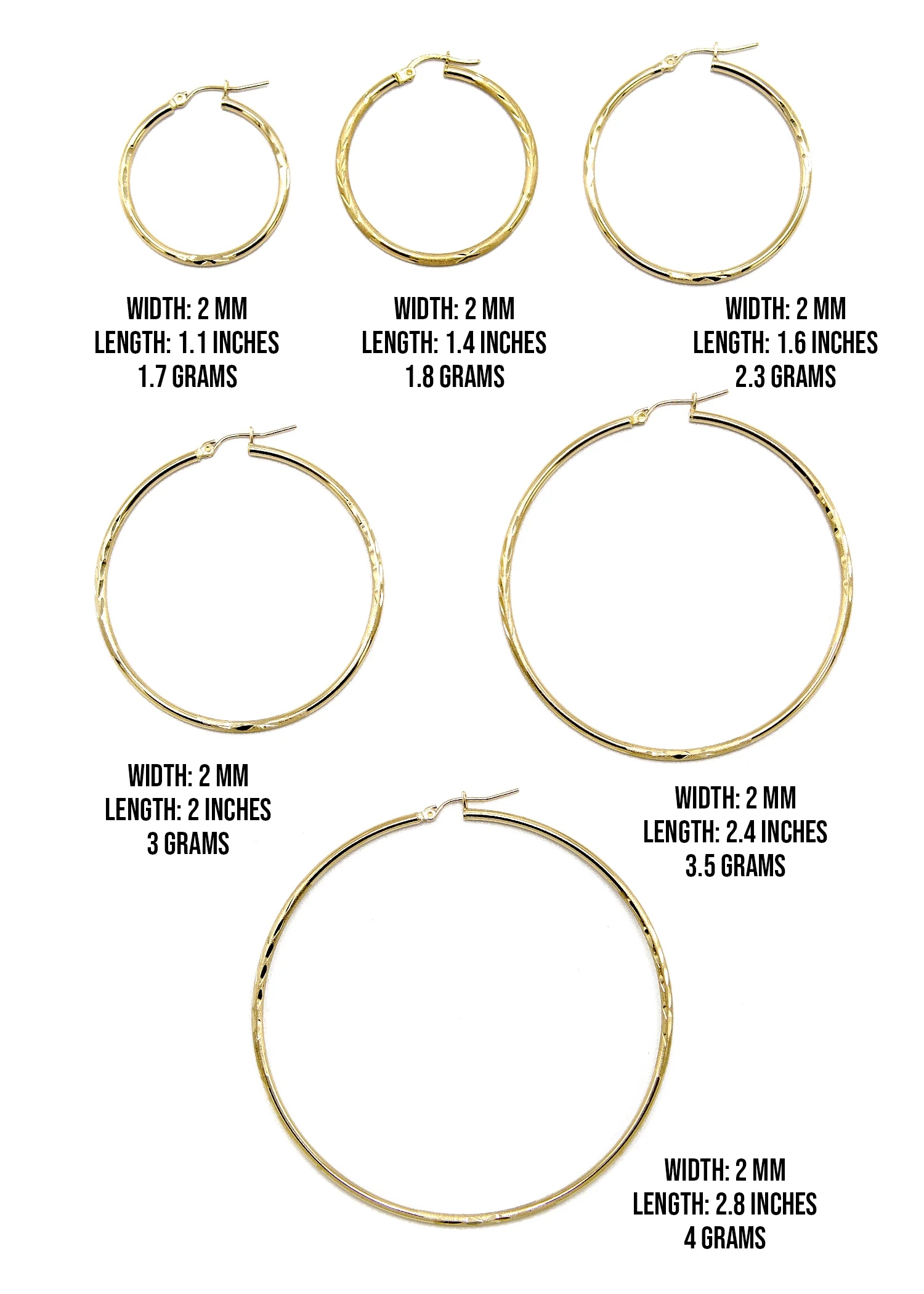 10K Womens Gold Hoop Earrings | Customizable Size - Image 3