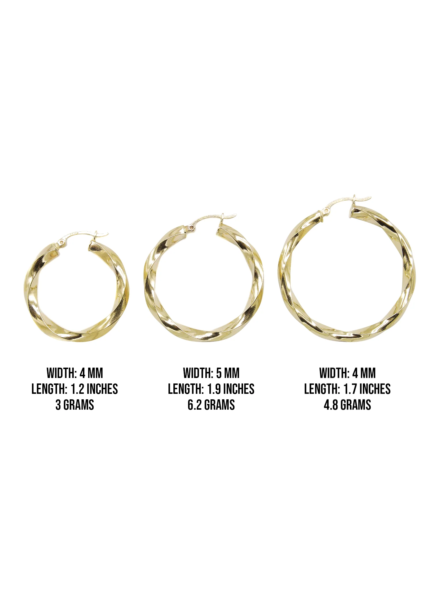10K Womens Gold Hoop Earrings | Customizable Size - Image 3