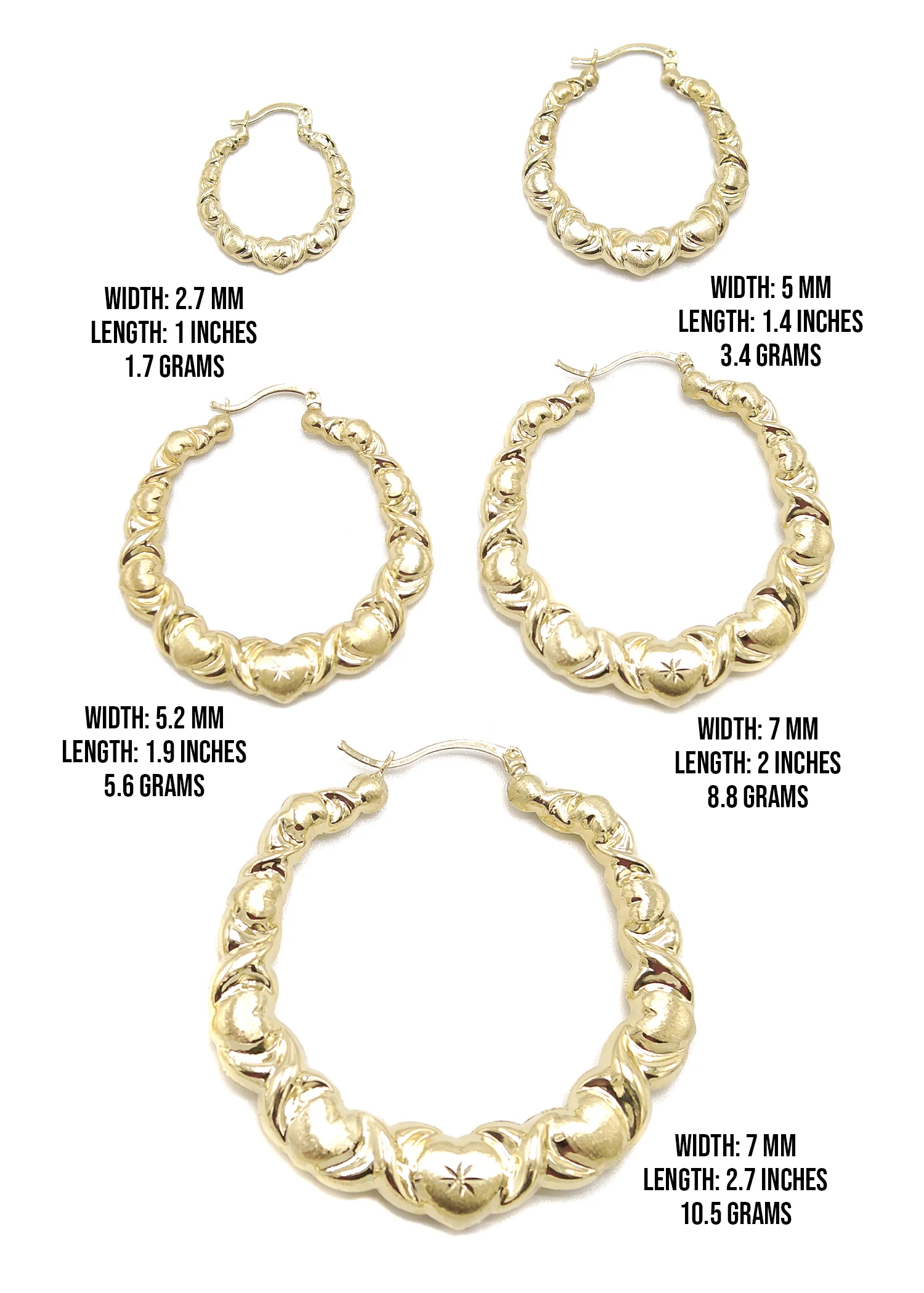 10K Womens Gold Hoop Earrings | Customizable Size - Image 3