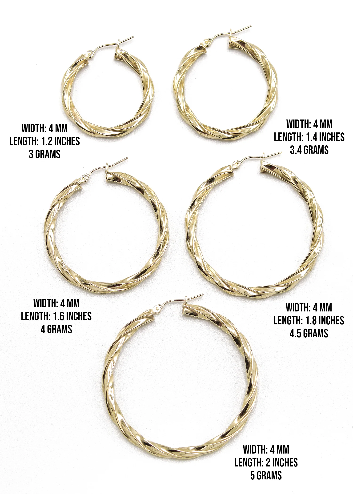 10K Womens Gold Hoop Earrings | Customizable Size - Image 3