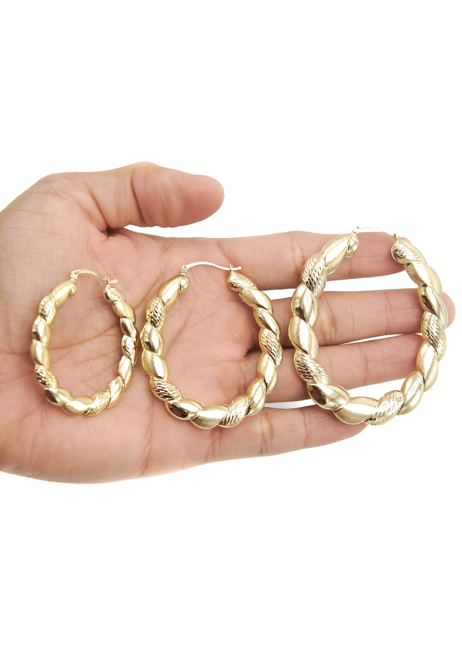 10K Womens Gold Hoop Earrings | Customizable Size - Image 2