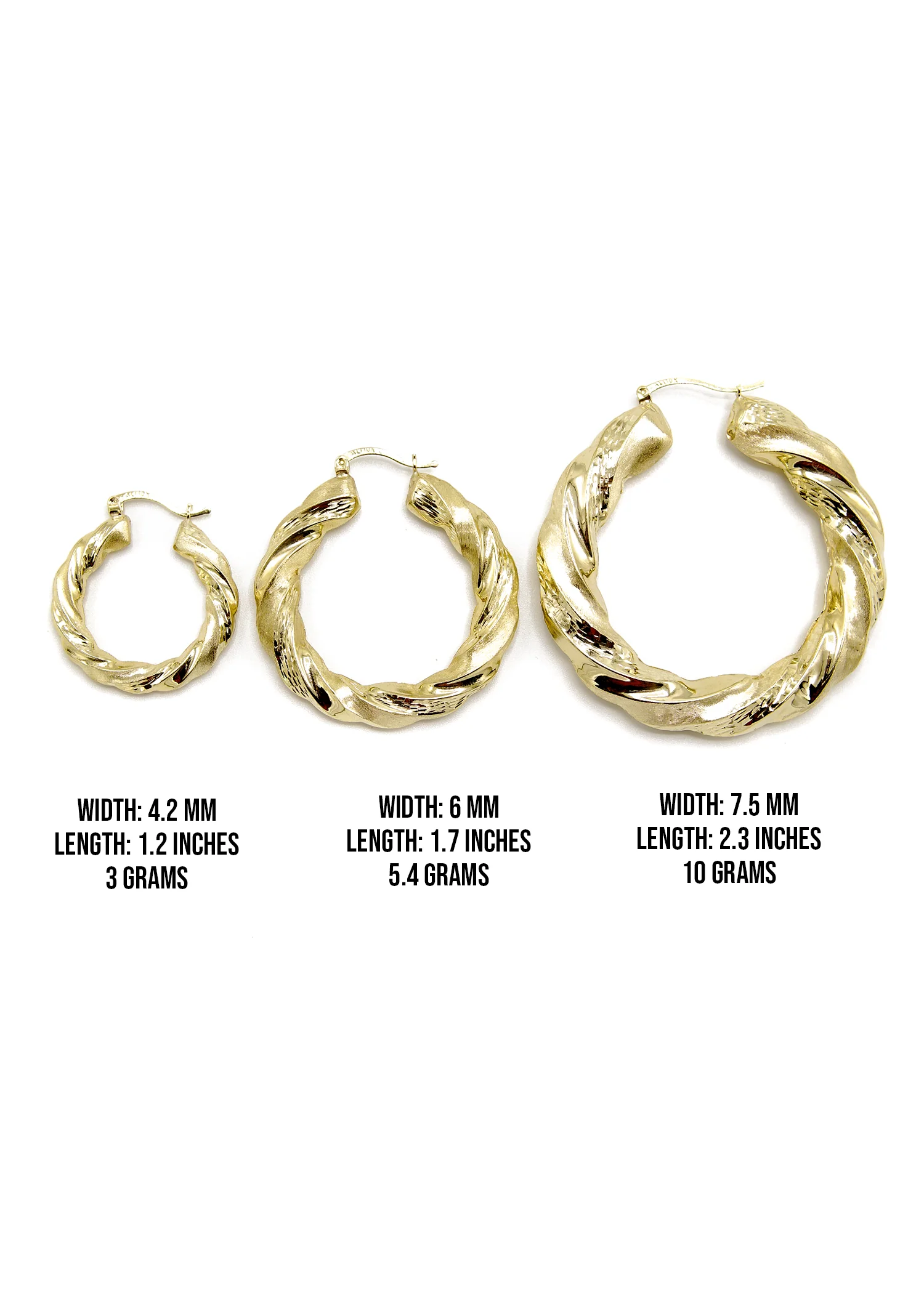 10K Womens Gold Hoop Earrings | Customizable Size - Image 3