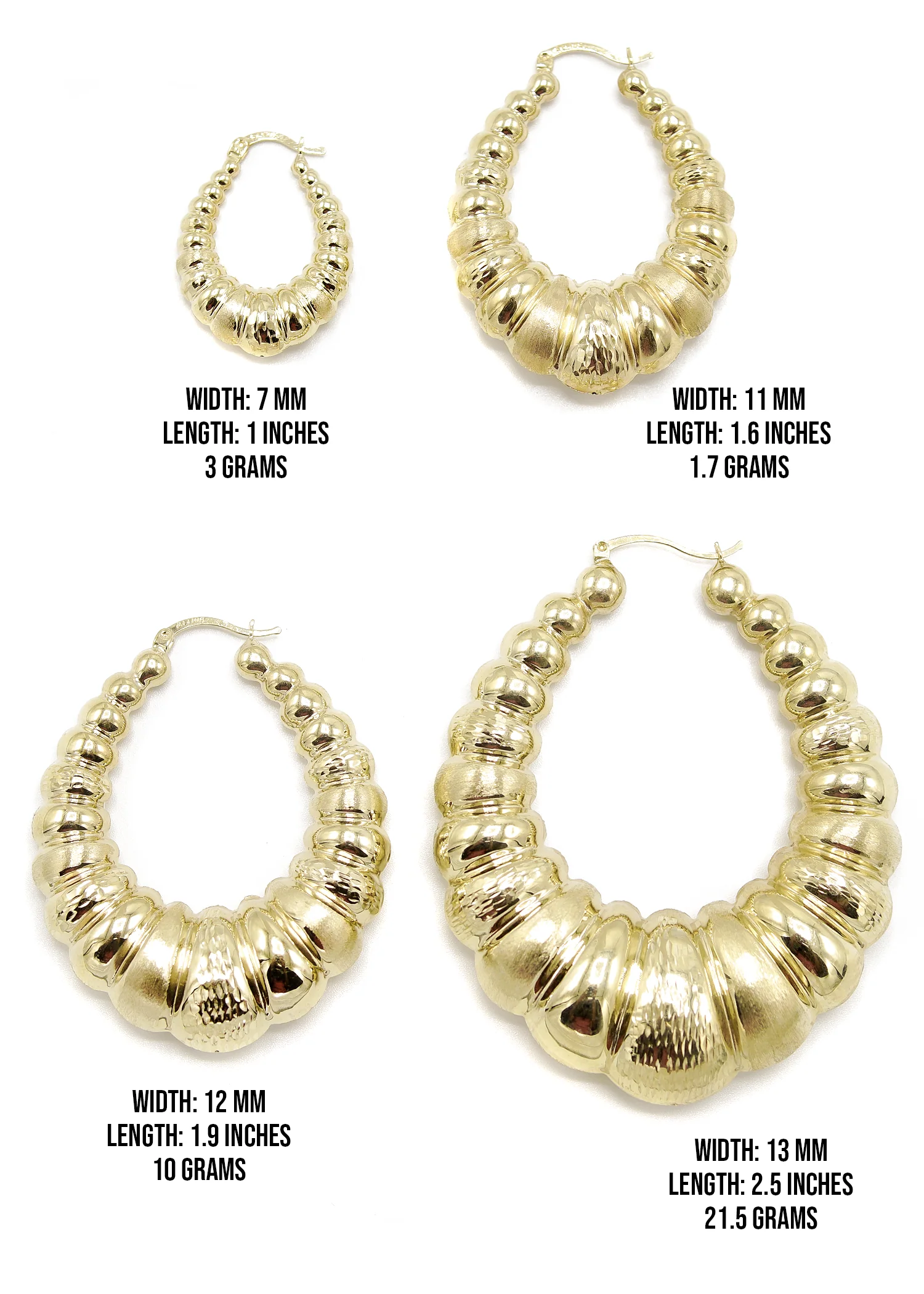 10K Womens Gold Hoop Earrings | Customizable Size - Image 3