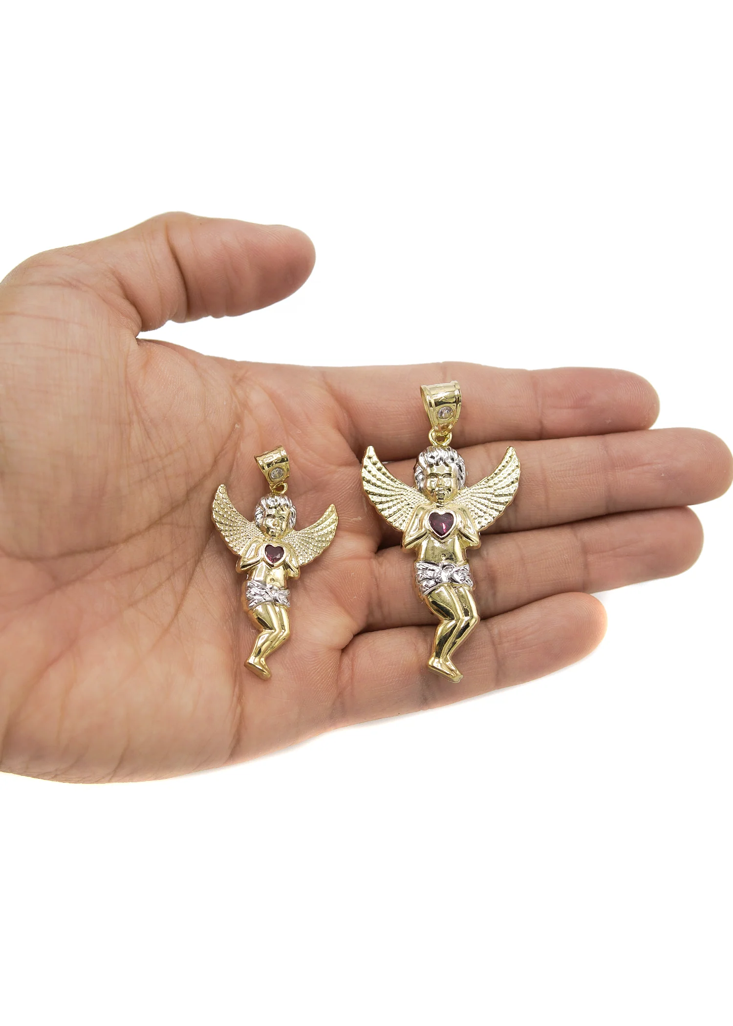 10K Gold Angel Pendant | Customizable Size - Image 3