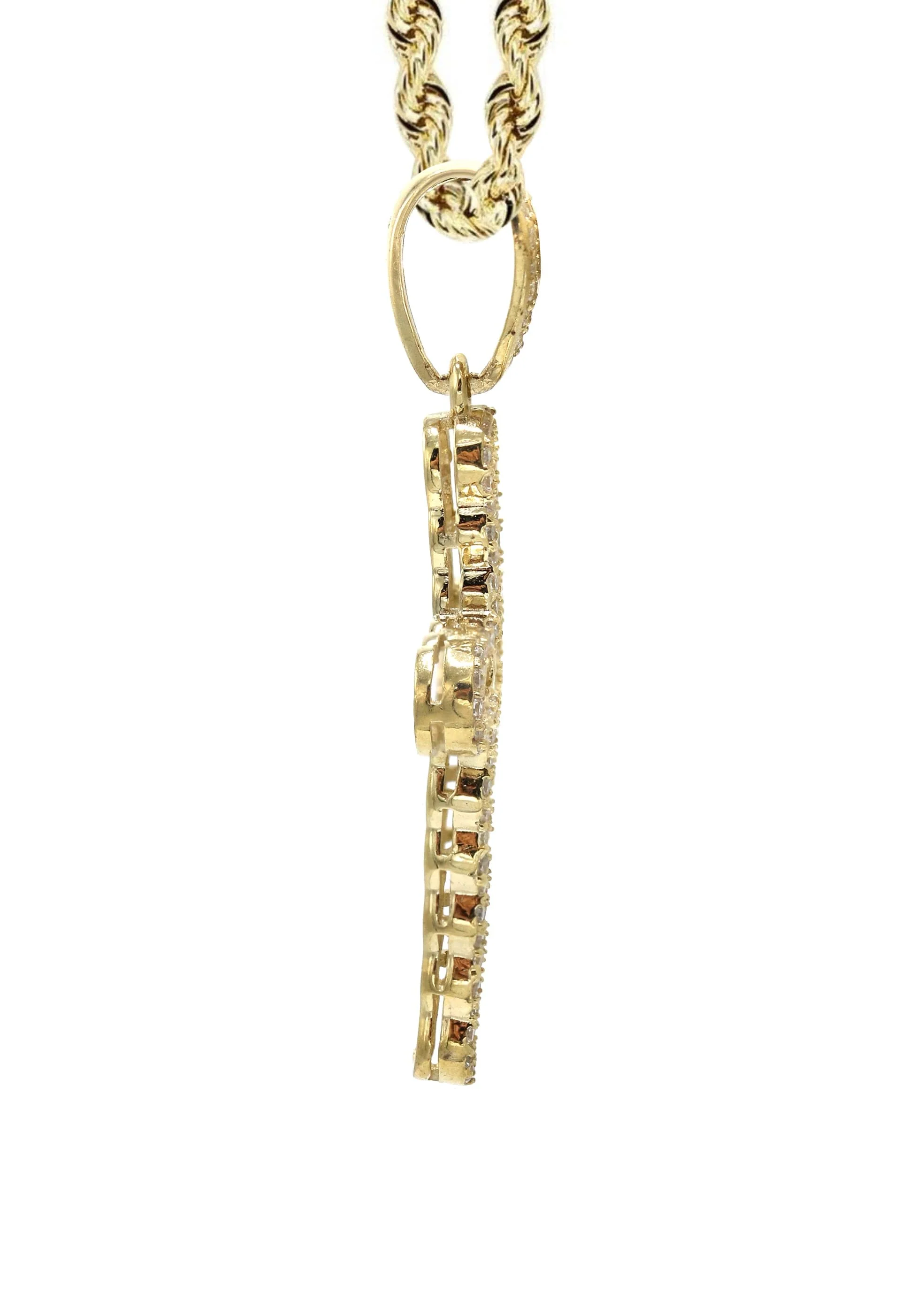 10K Yellow Gold  Baguette Cross Necklace | Appx. 13.7 Grams - Image 4
