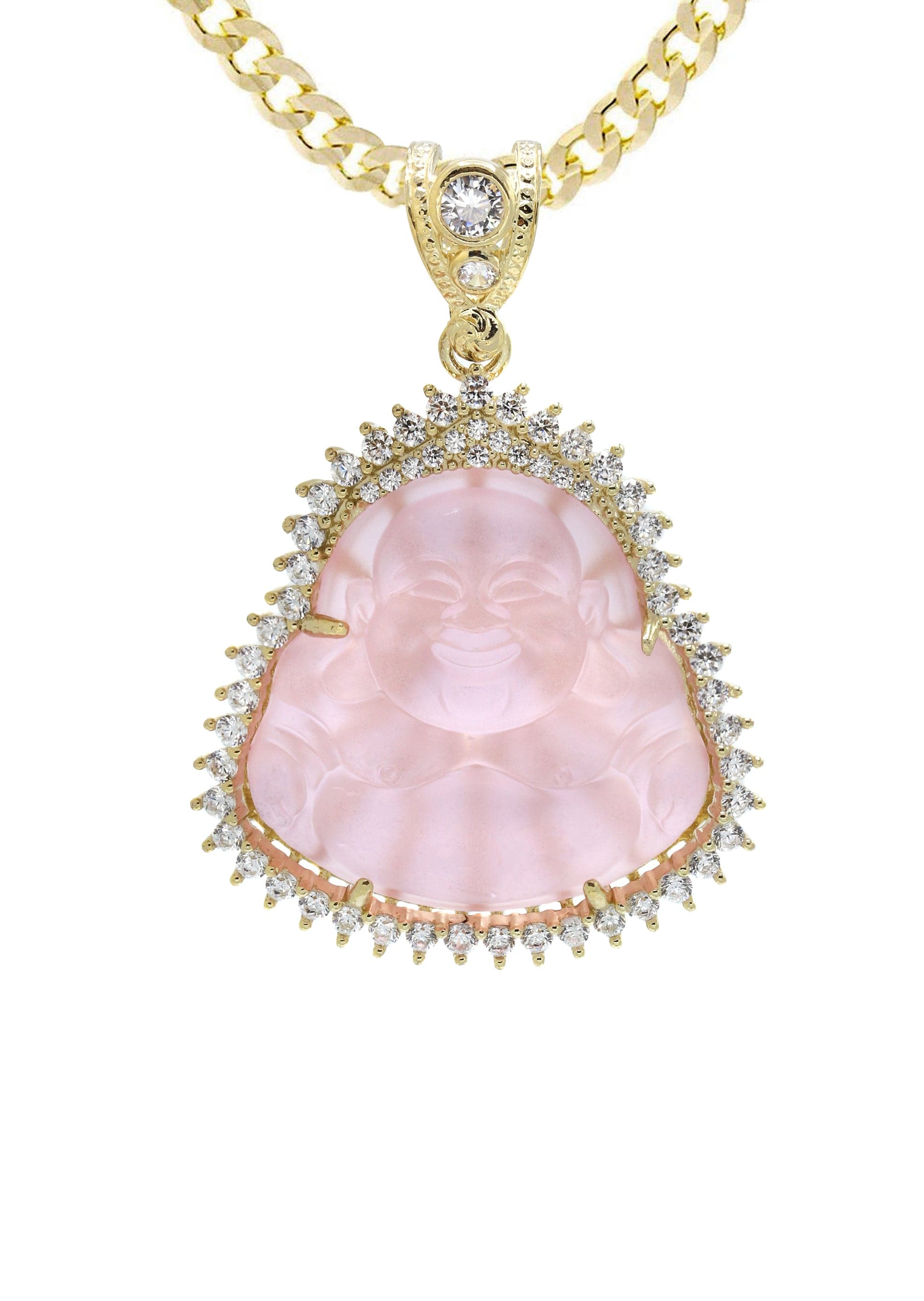 10K Yellow Gold Pink Buddha Necklace | Appx. 24.7 Grams - Image 2