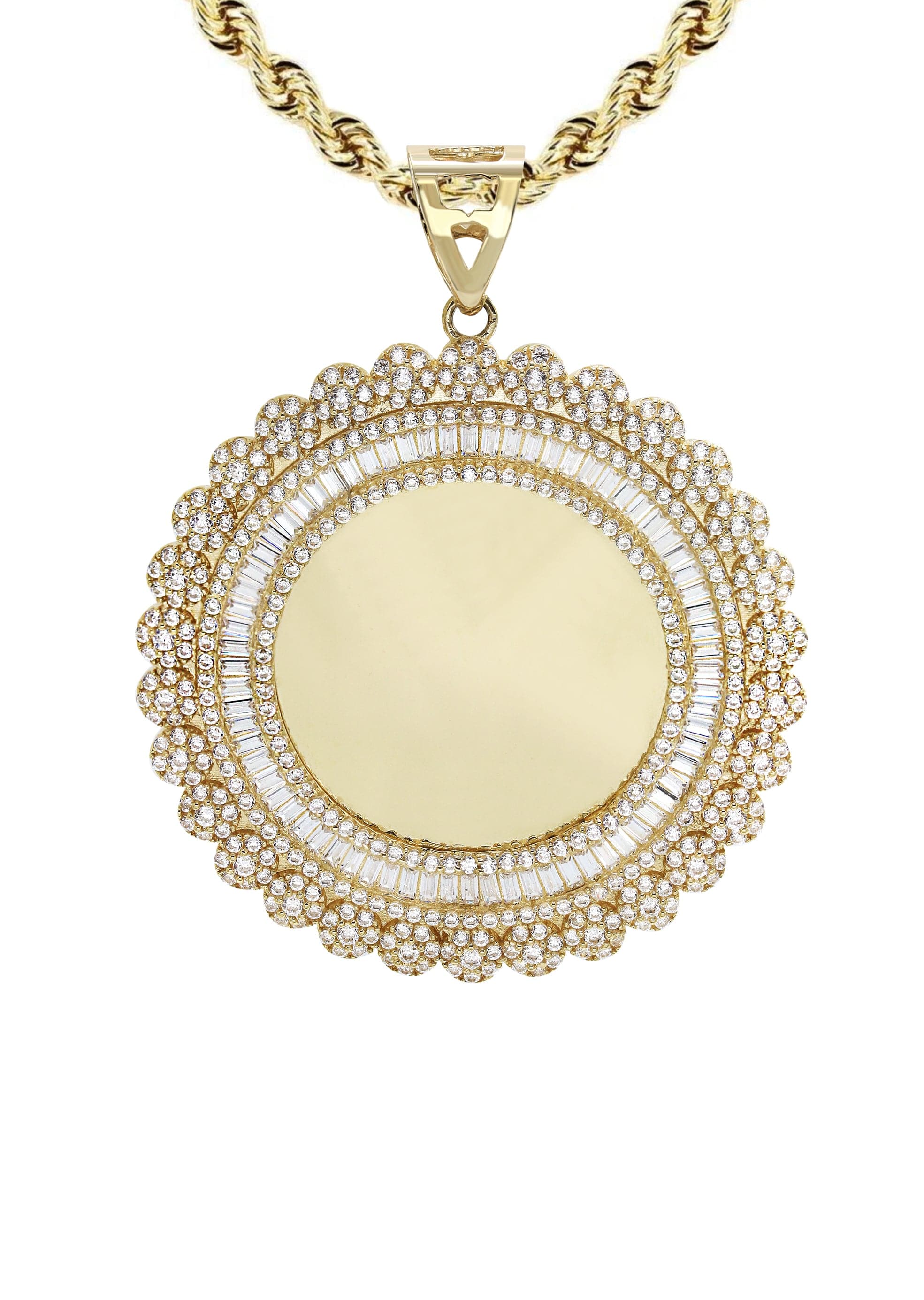 10K Yellow Gold Round Picture Necklace | Appx. 23.5 Grams - Image 2