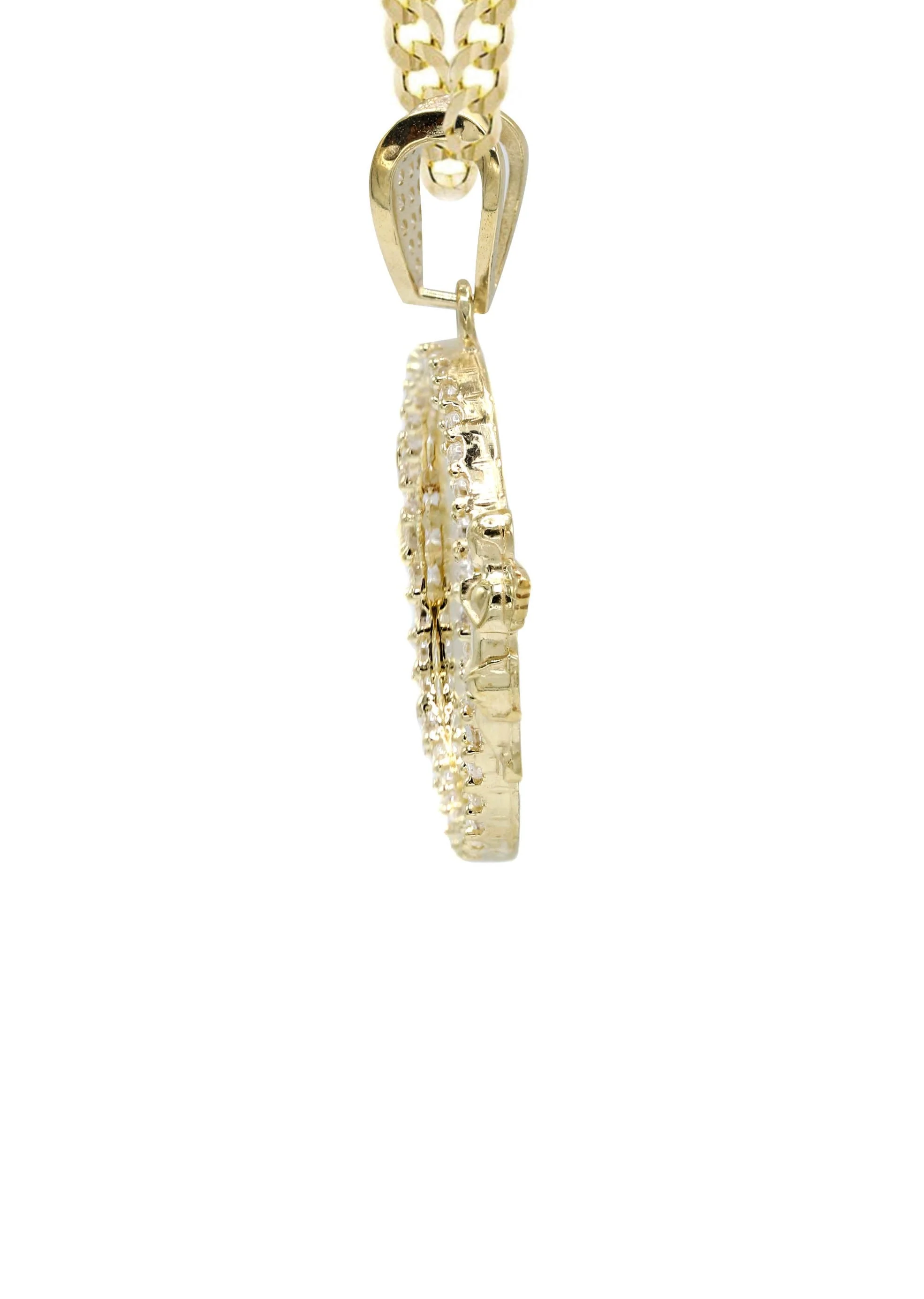 10K Yellow Gold CZ Picture Pendant Necklace | Appx. 14.8 Grams - Image 4