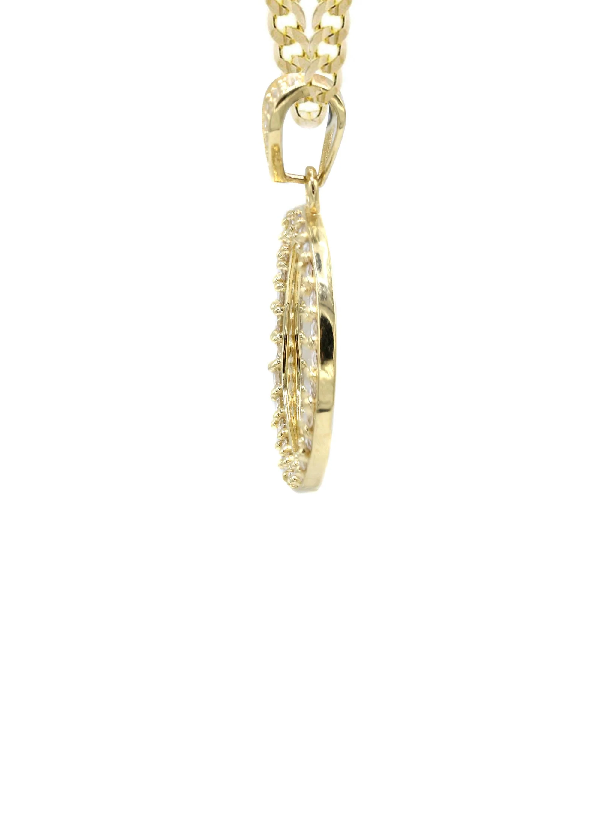 10K Yellow Gold CZ Picture Pendant Necklace | Appx. 13 Grams - Image 4