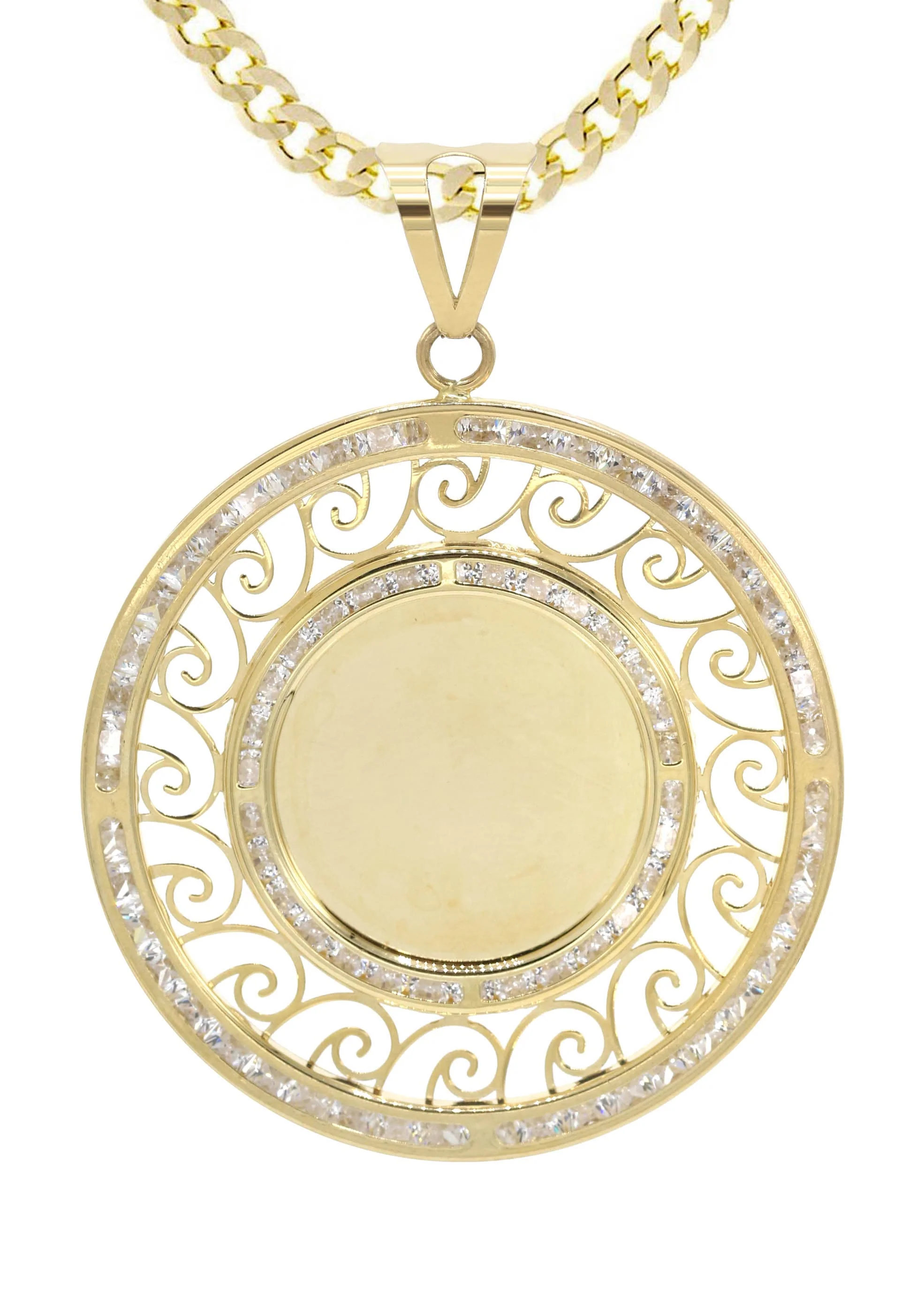 10K Yellow Gold CZ Picture Pendant Necklace | Appx. 15.6 Grams - Image 2