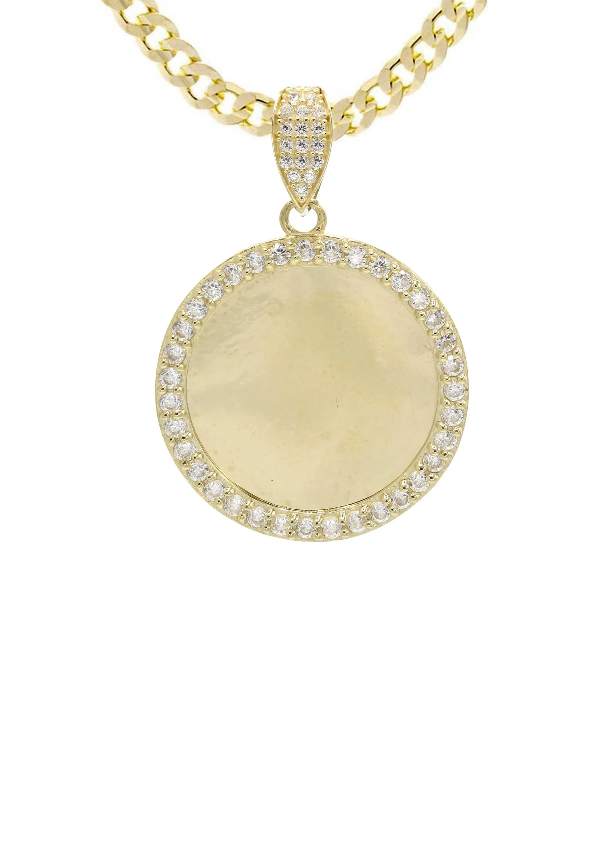 10K Yellow Gold CZ Picture Pendant Necklace | Appx. 14.4 Grams - Image 2