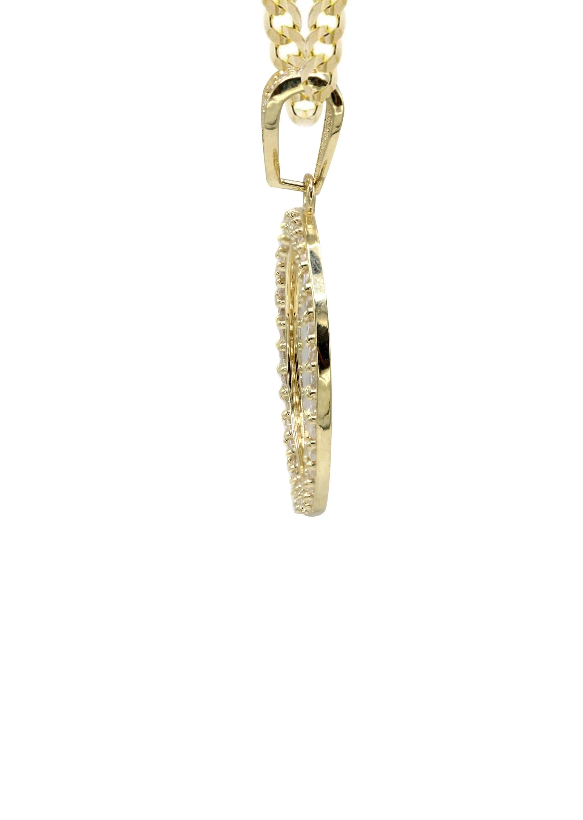 10K Yellow Gold CZ Picture Pendant Necklace | Appx. 14.4 Grams - Image 4