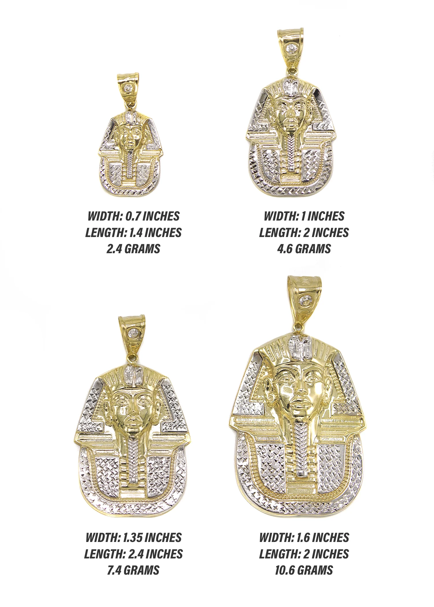 10K Yellow Gold Pharaoh Pendant | Customizable Size - Image 2
