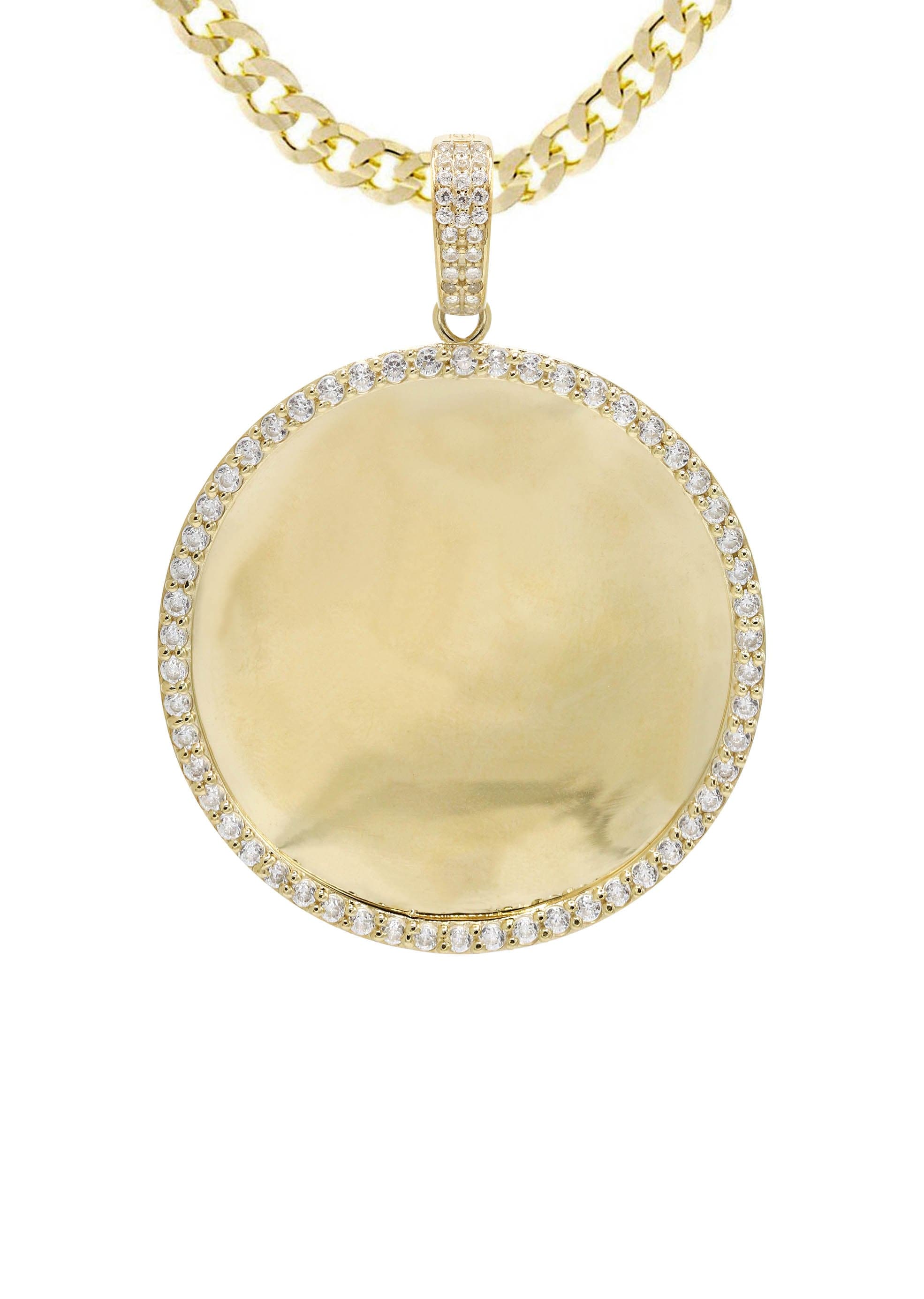 10K Yellow Gold CZ Picture Pendant Necklace | Appx. 16.5 Grams - Image 2
