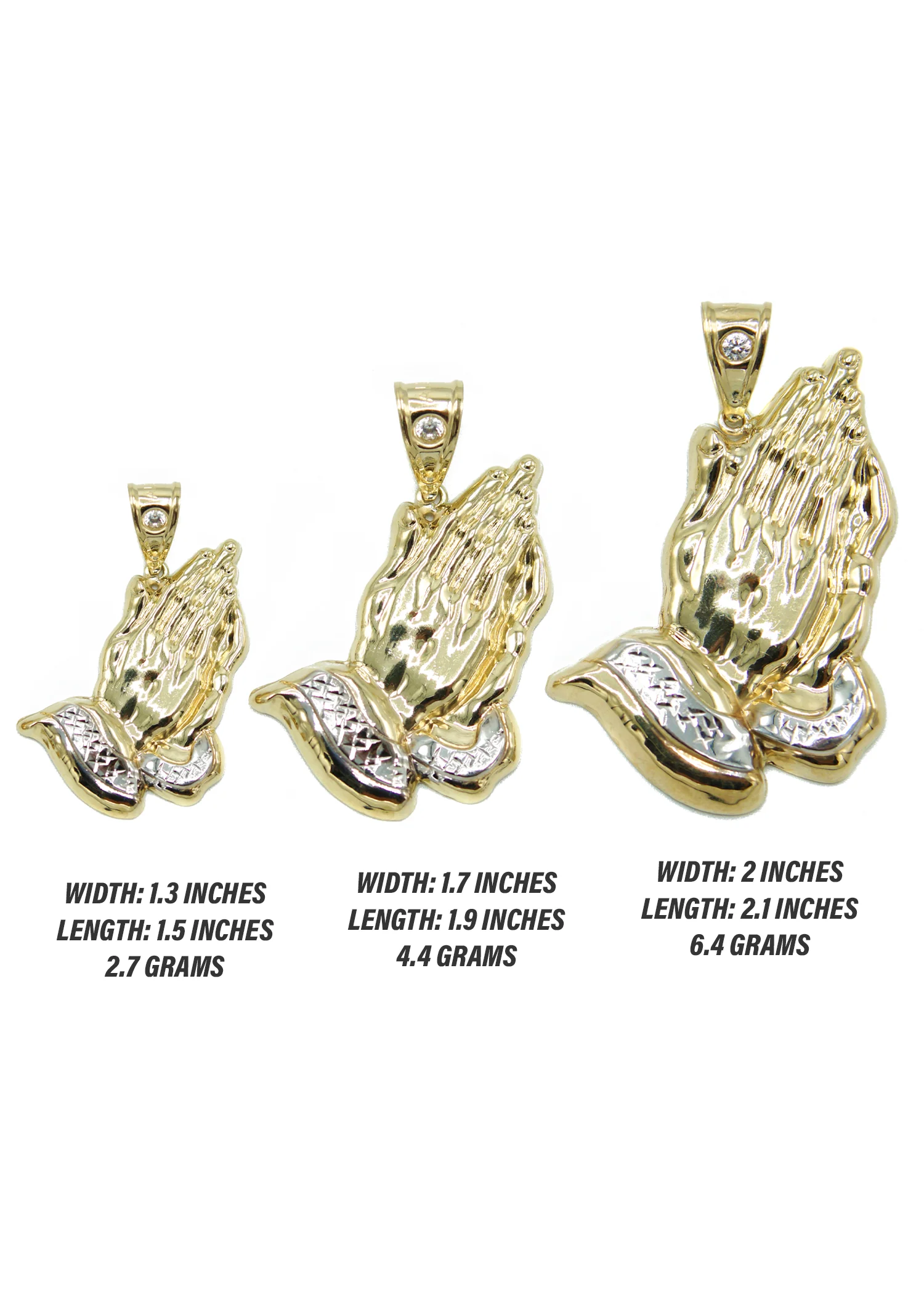 10K Gold Praying Hands Pendant | Customizable Size - Image 2