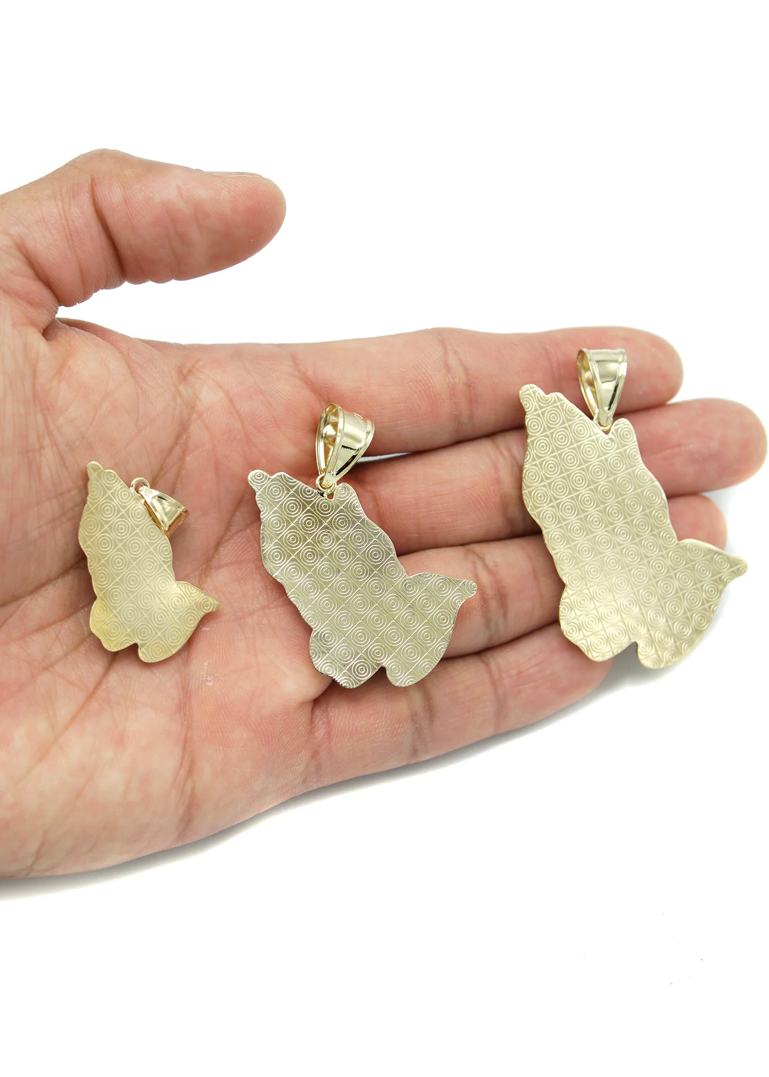 10K Gold Praying Hands Pendant | Customizable Size - Image 4